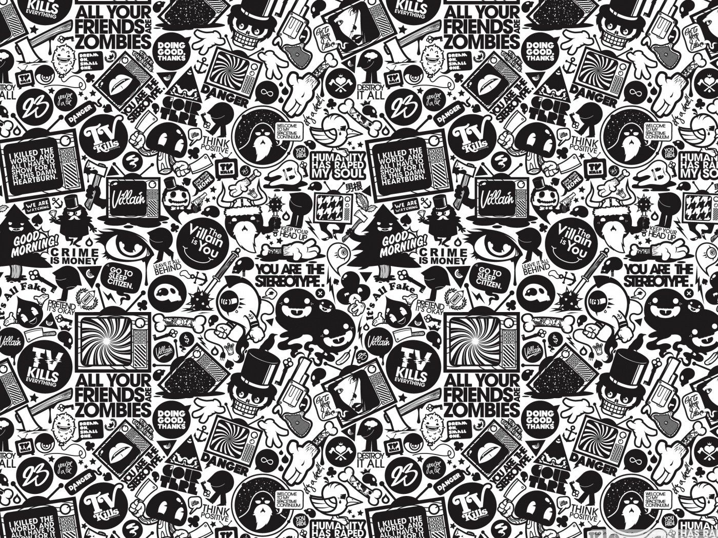 Cool Black And White Cartoon Wallpaper