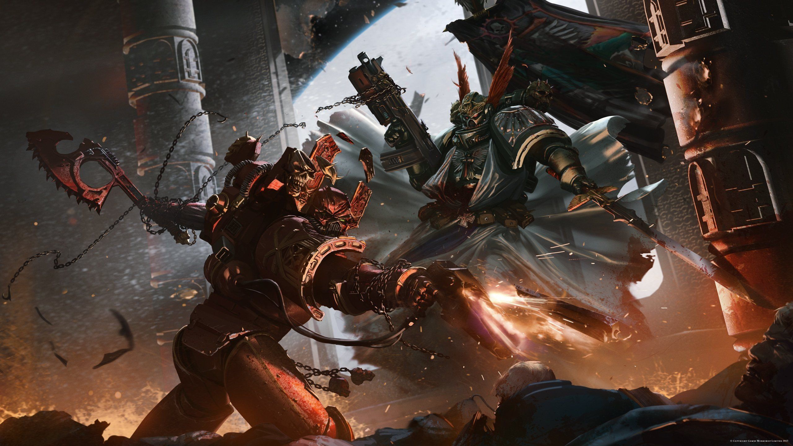 Warhammer Fighting, Chaos Space Marine HD Wallpaper
