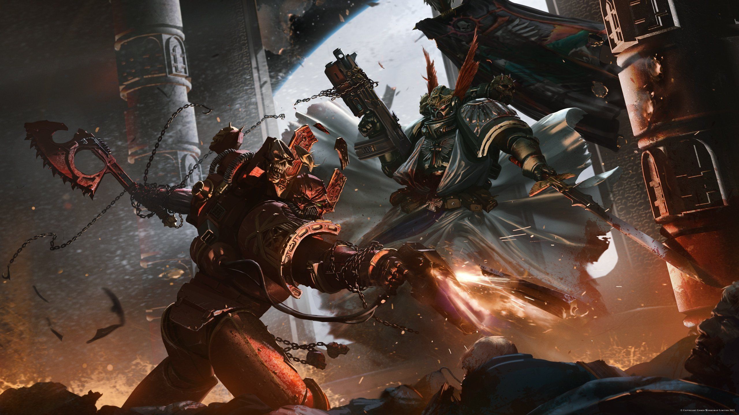 Warhammer 40, 000, Fighting, Chaos Space Marine HD Wallpaper
