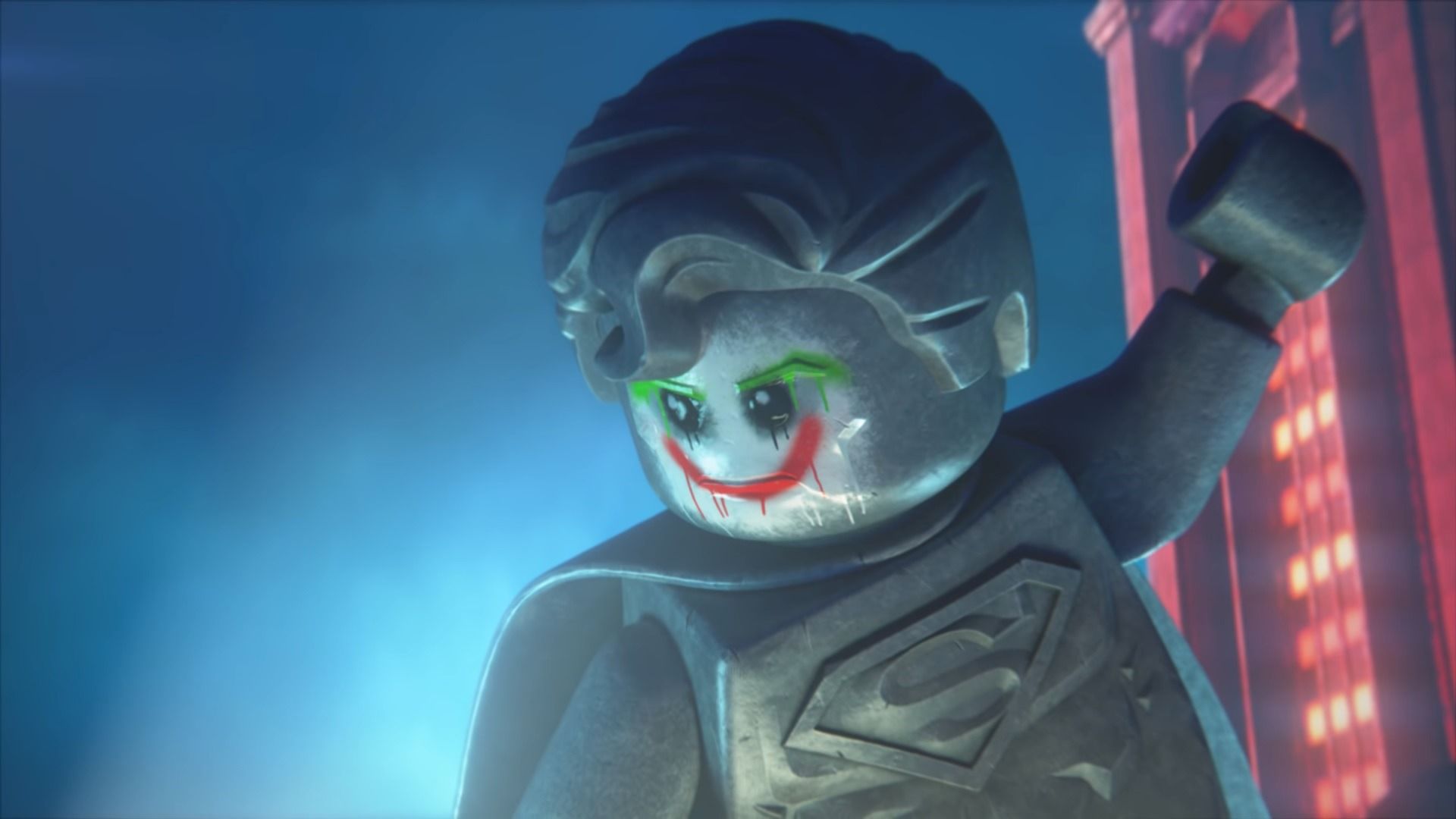 Lego DC Super Villains Teaser Shows A Defaced Superman Statue