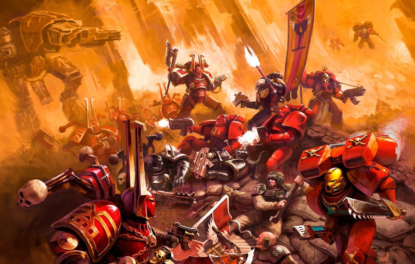 Wallpaper battle, Space Marine, Warhammer Chaos, chaos