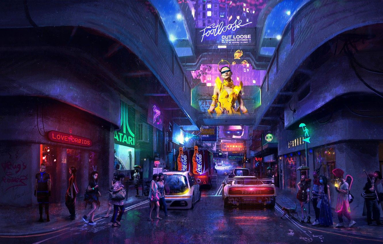 Wallpaper Sci Fi, Neon, Cyberpunk, Dystopia, Artwork, Hong Kong