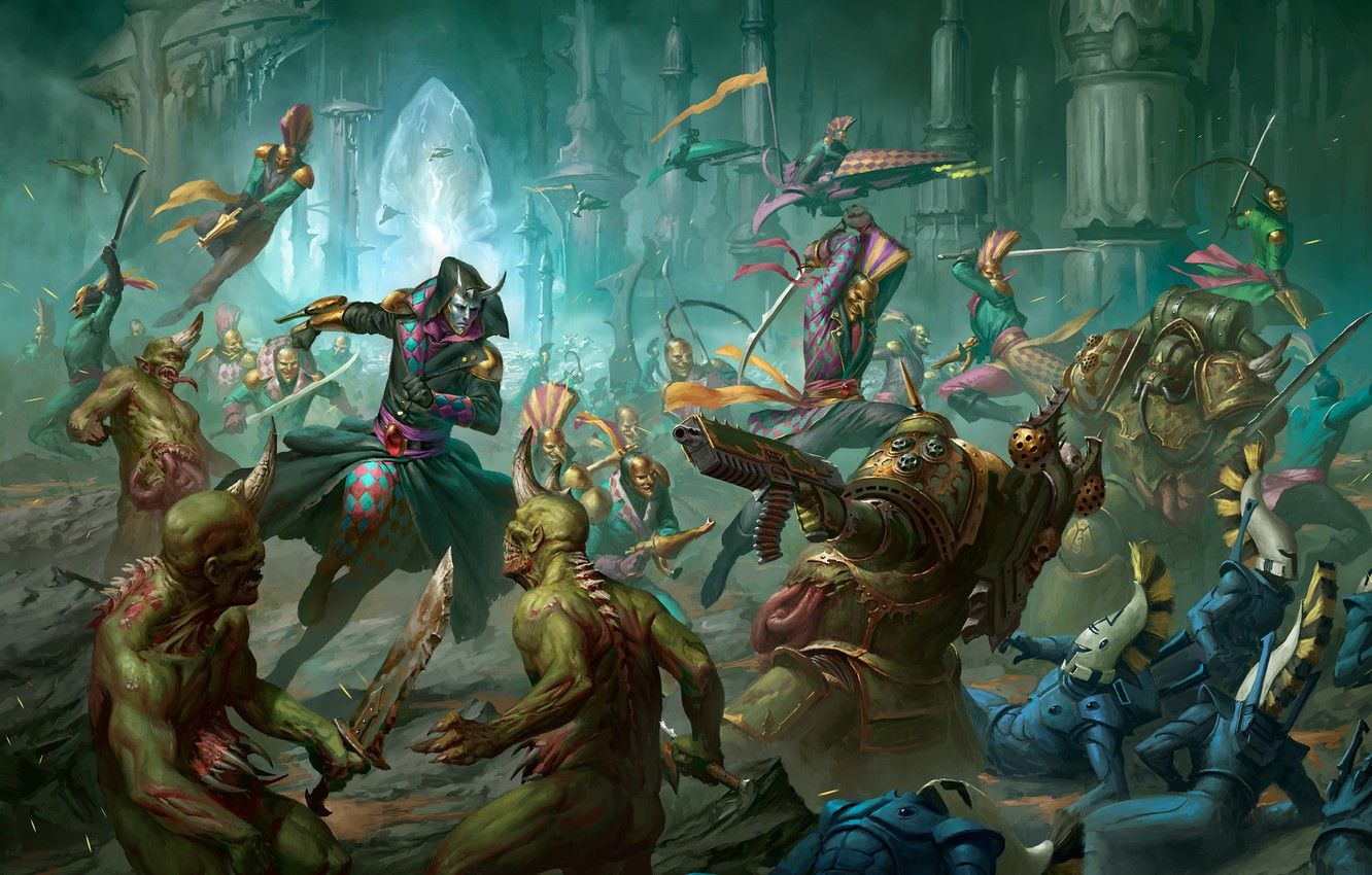 Wallpaper chaos, eldar, battle, demons, Warhammer 40 Death