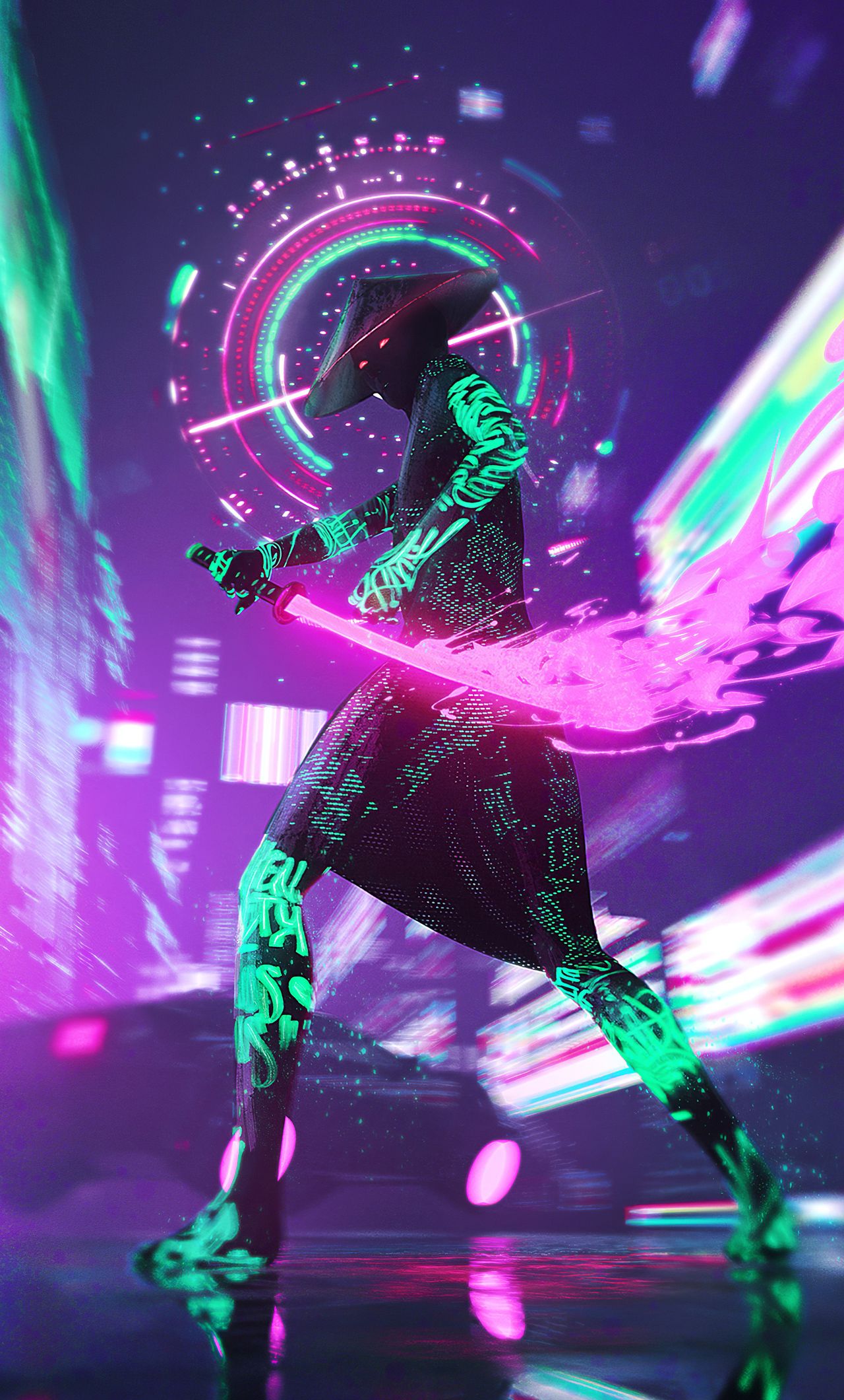 Cyberpunk Neon With Sword 4k iPhone HD 4k Wallpaper