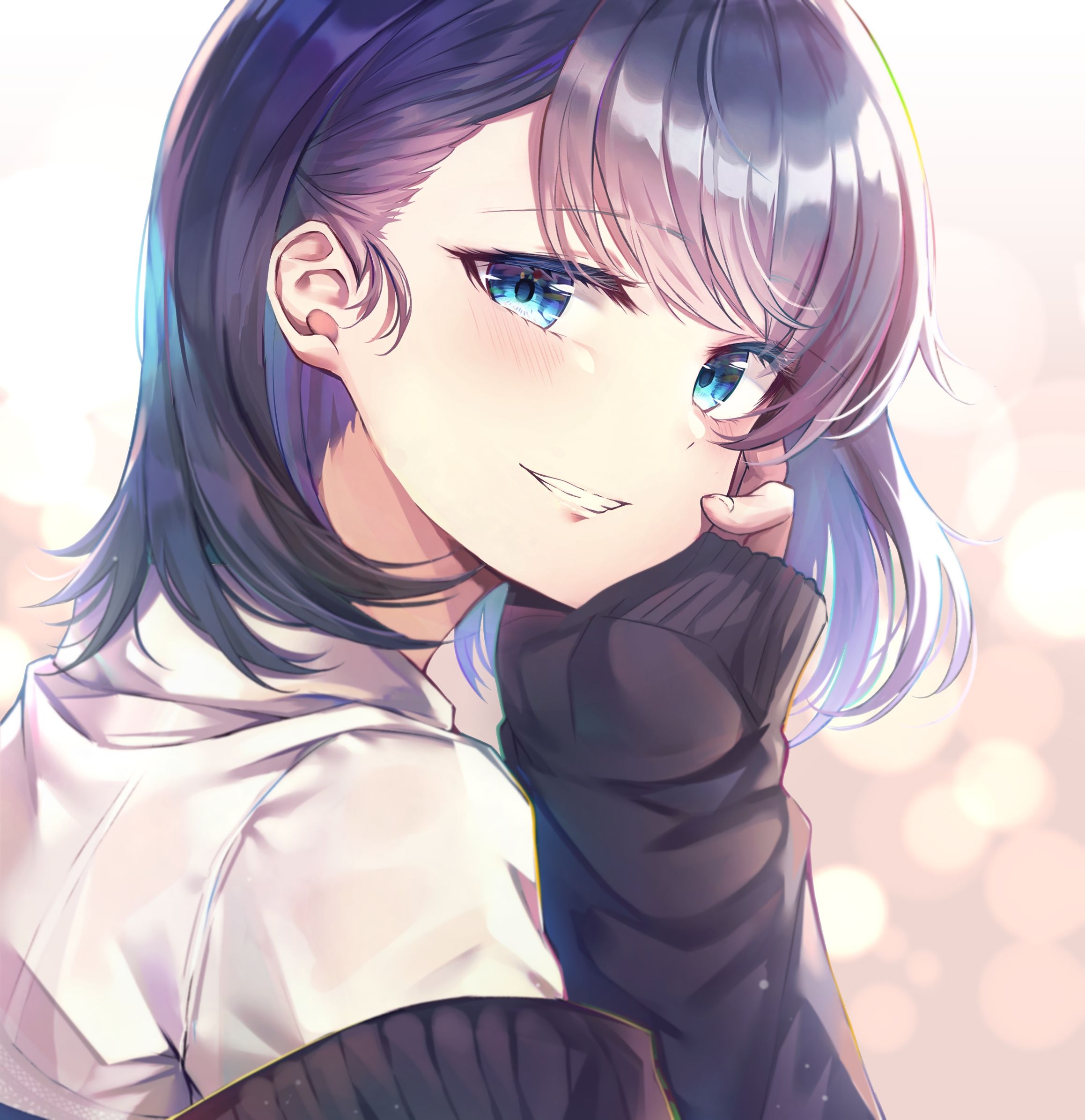 HD wallpaper: anime girls, black hair, long hair, purple eyes, Cute little  girl | Wallpaper Flare