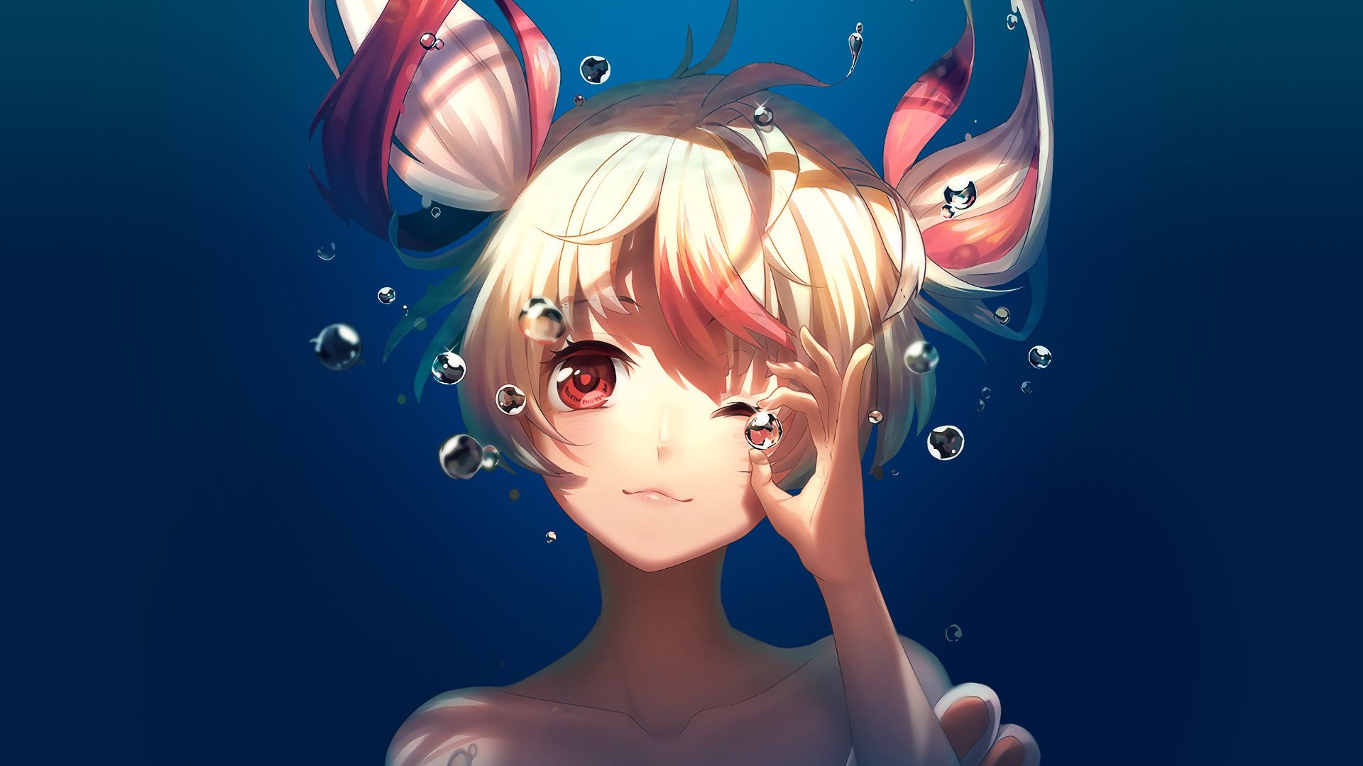 Cute, Anime Girl, Underwater, Bubbles, Wallpaper Anime