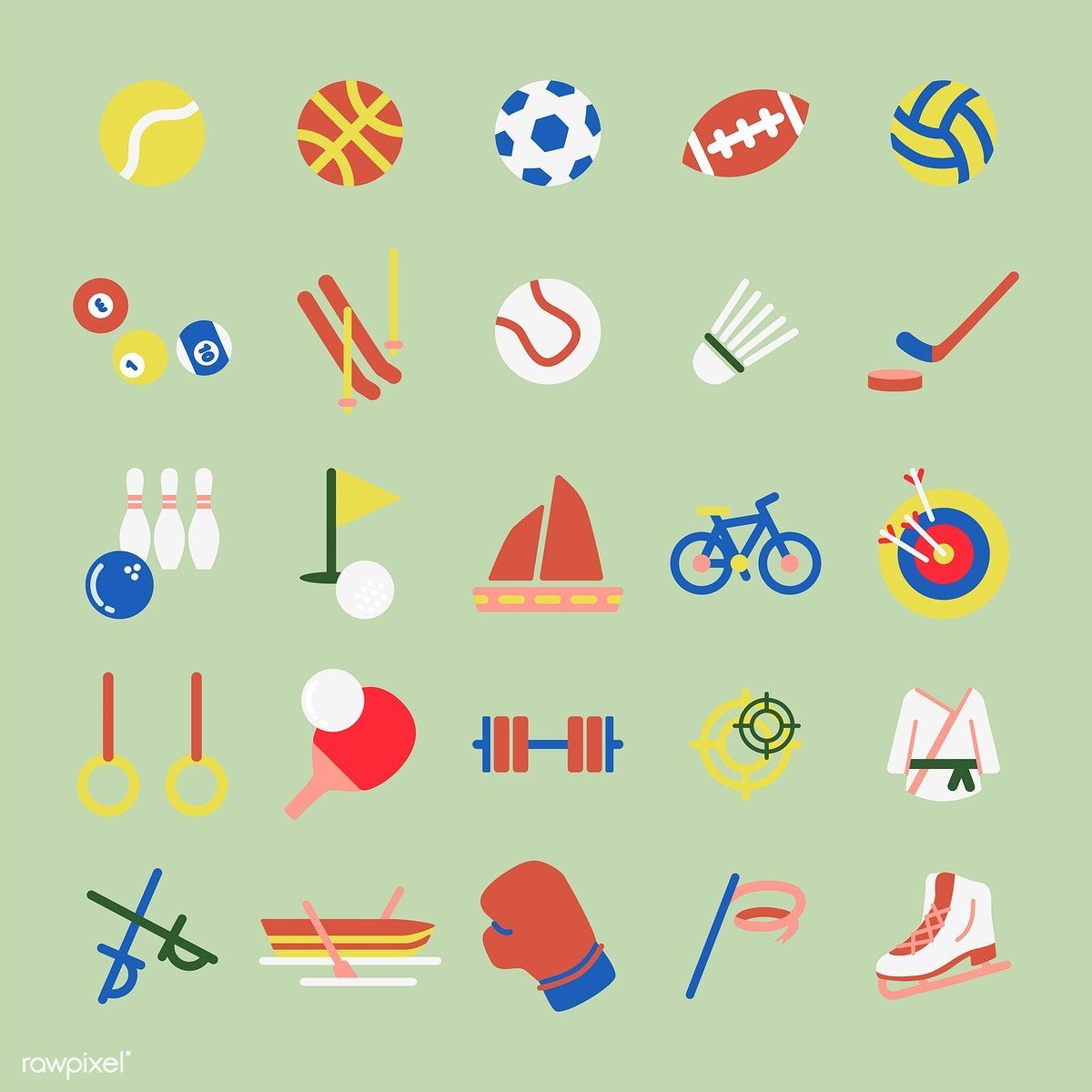 Illustration set of hobbies and sports iconsa. Free vector art