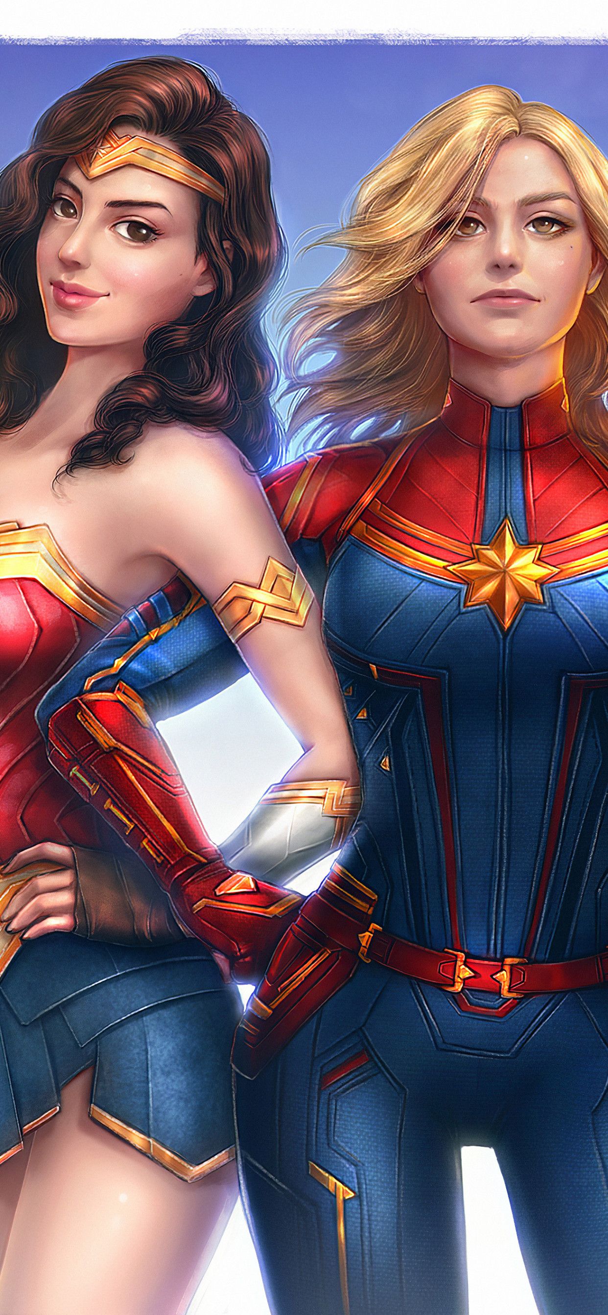Captain Marvel Wonder Woman iPhone XS MAX HD 4k Wallpaper, Image, Background, Photo and Picture