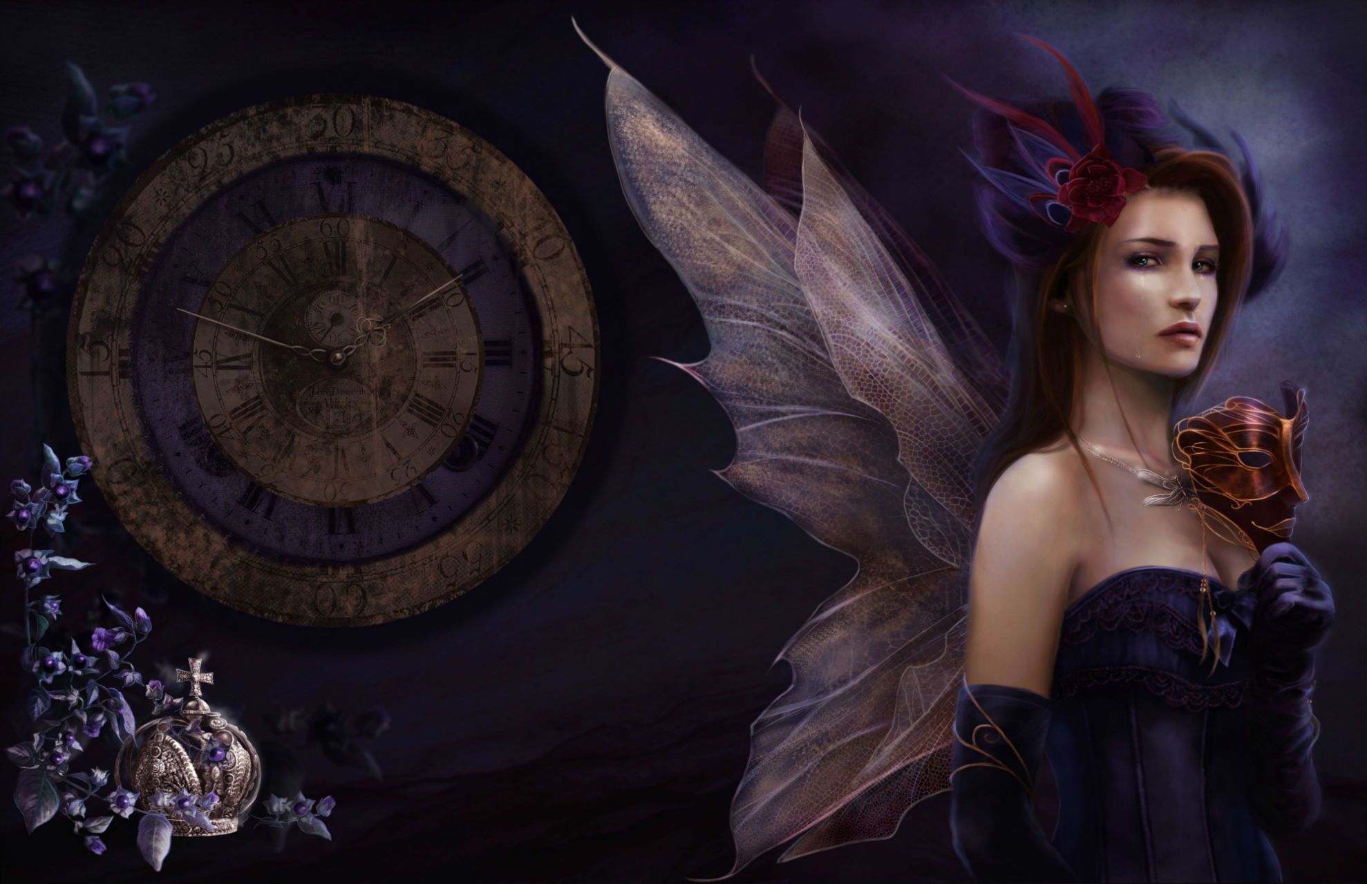 Fantasy gothic fairy time women art wallpaperx1280