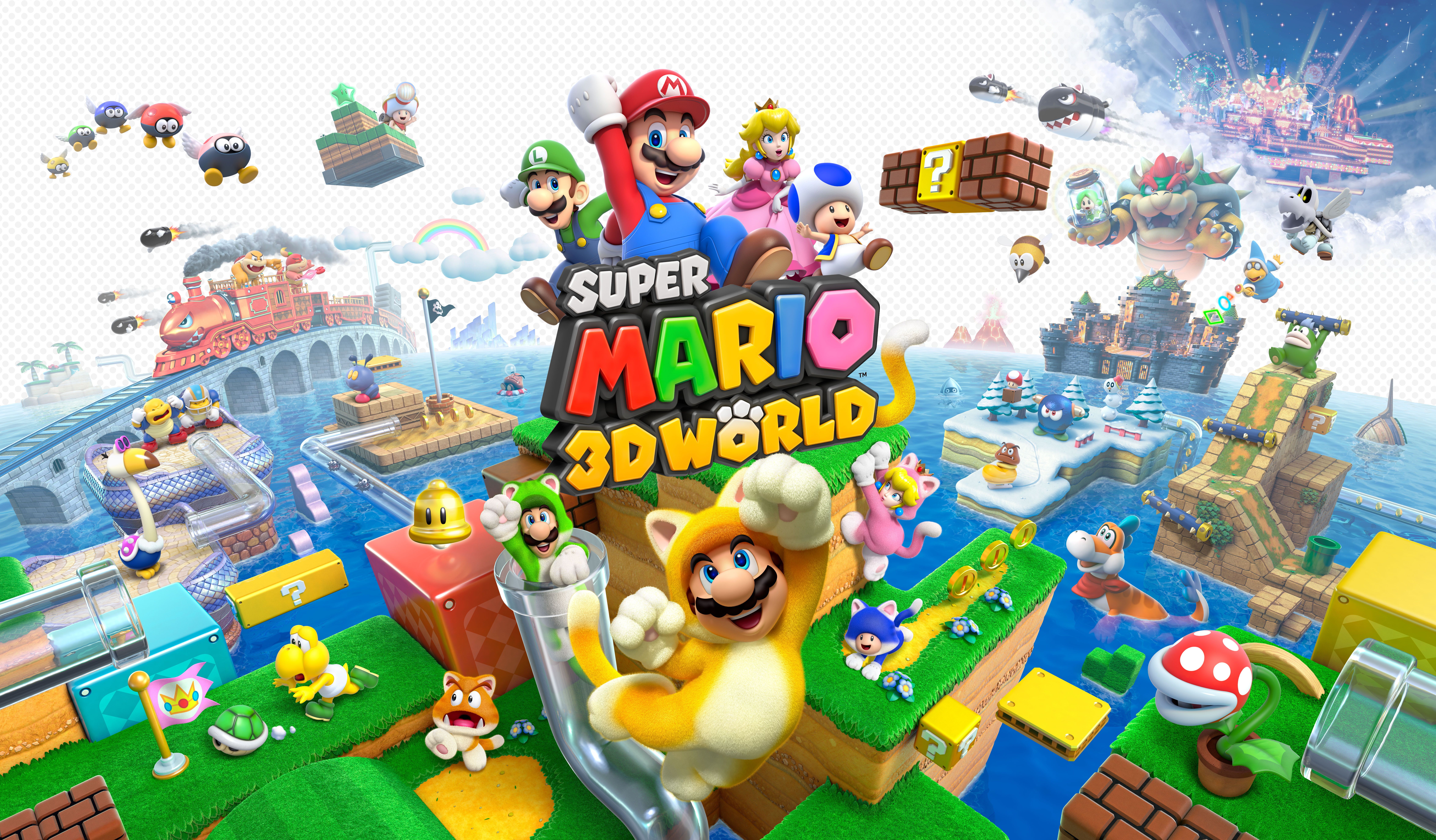 Super Mario 3D World wallpaper, Blue Toad (Super Mario), Cat Mario