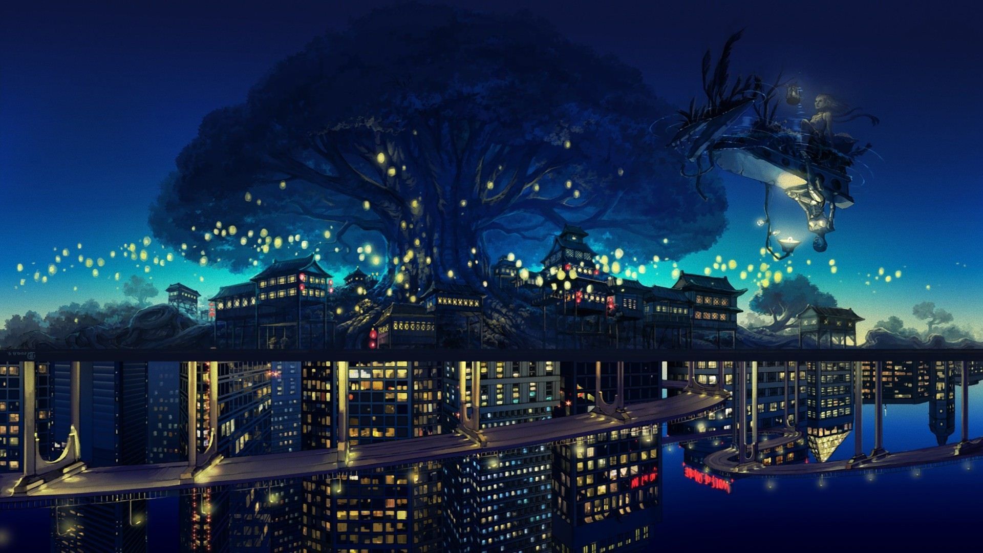 Anime City Lights At Night Aesthetic Wallpapers - Wallpaper Cave