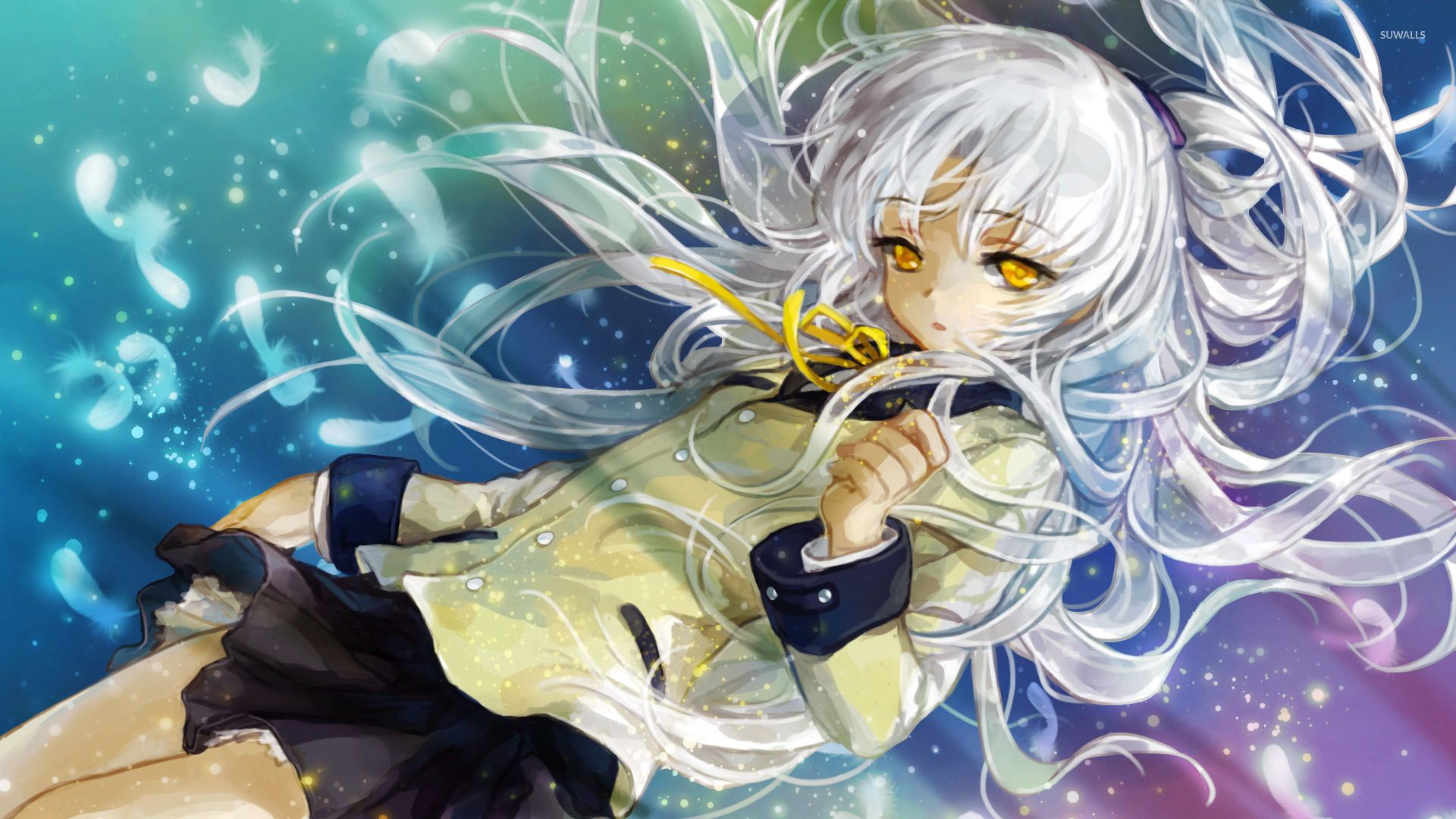 Schoolgirl with white hair wallpapers