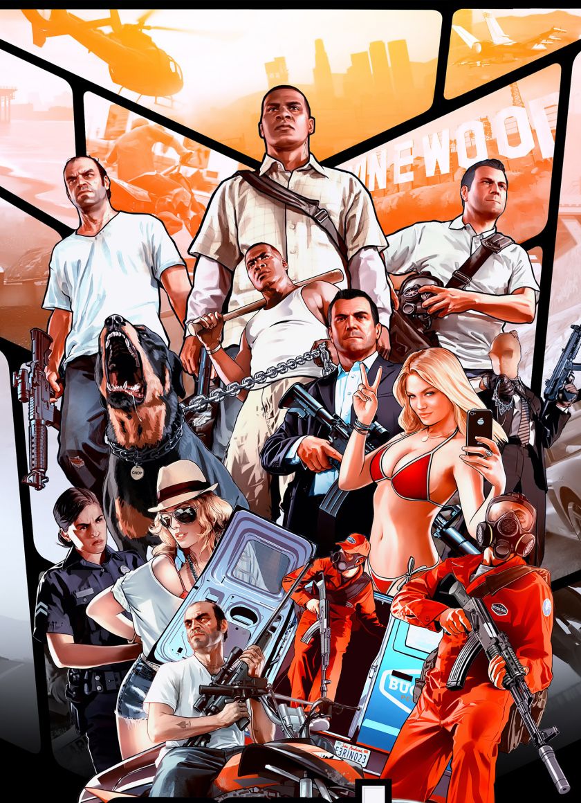 Download 840x1160 wallpaper grand theft auto v, poster, video game