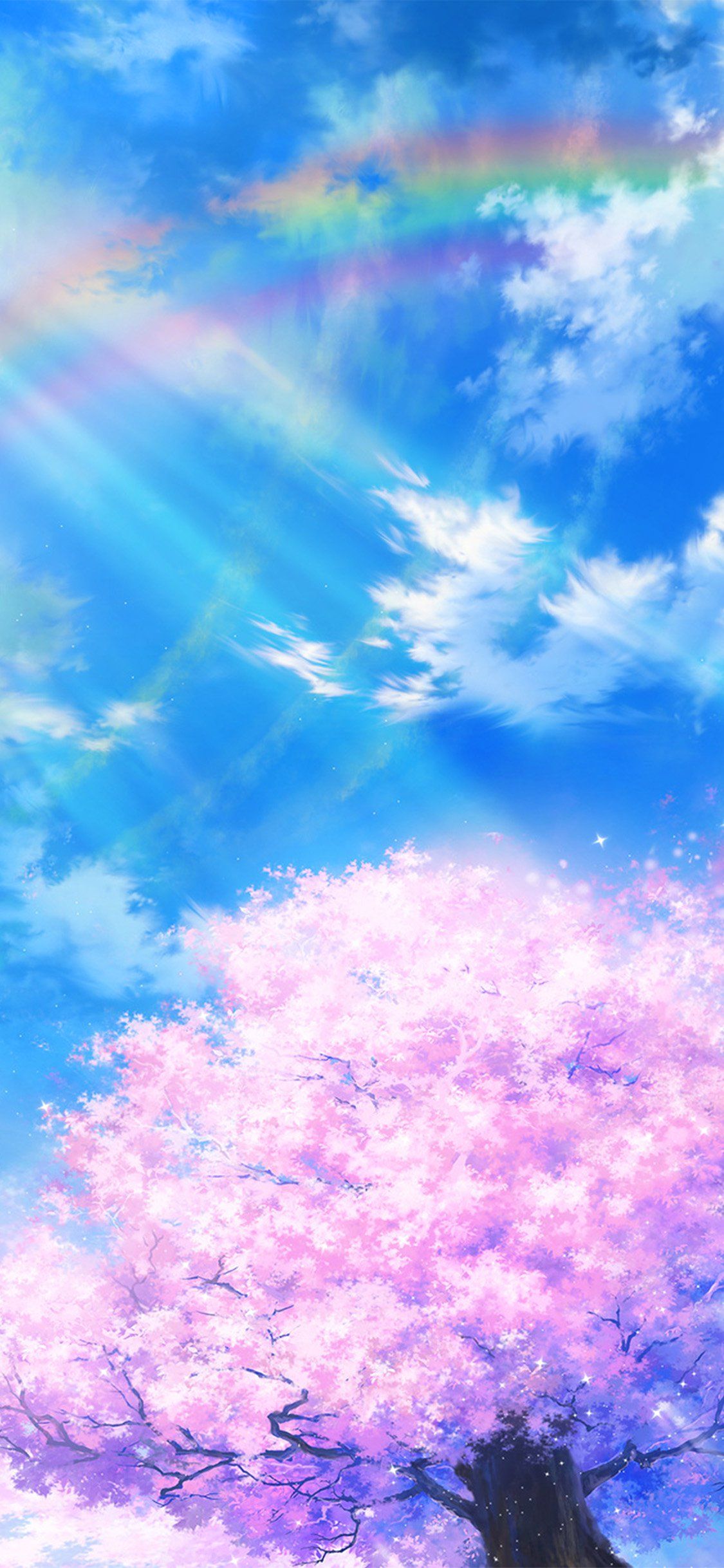 Anime sky cloud spring art illustration iPhone X Wallpaper Free
