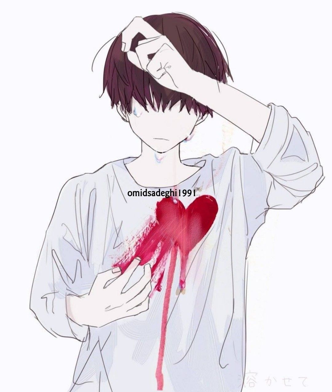 broken heart boy drawings