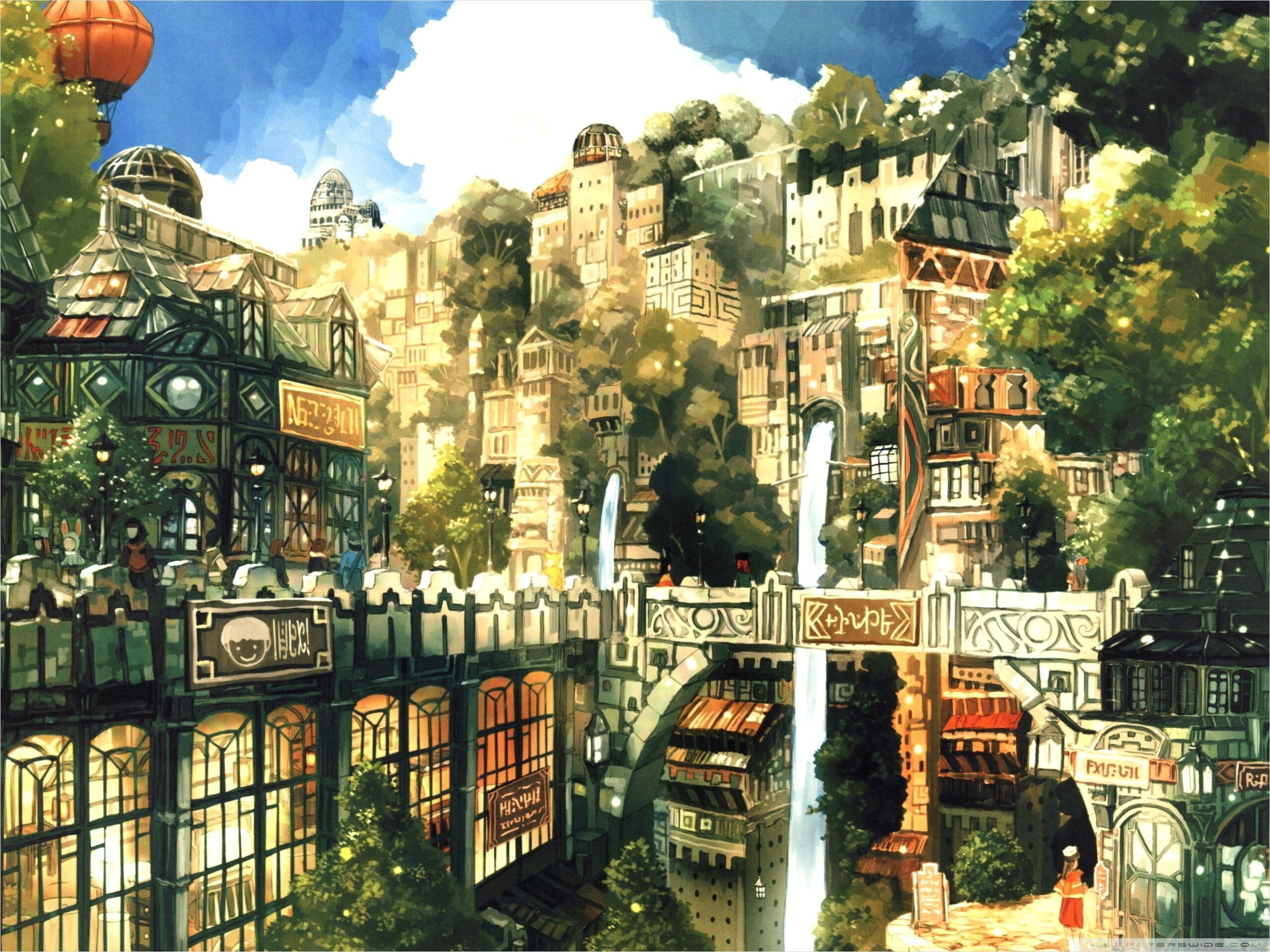 4k Amime City Wallpaper. Anime city, Fantasy city, Anime
