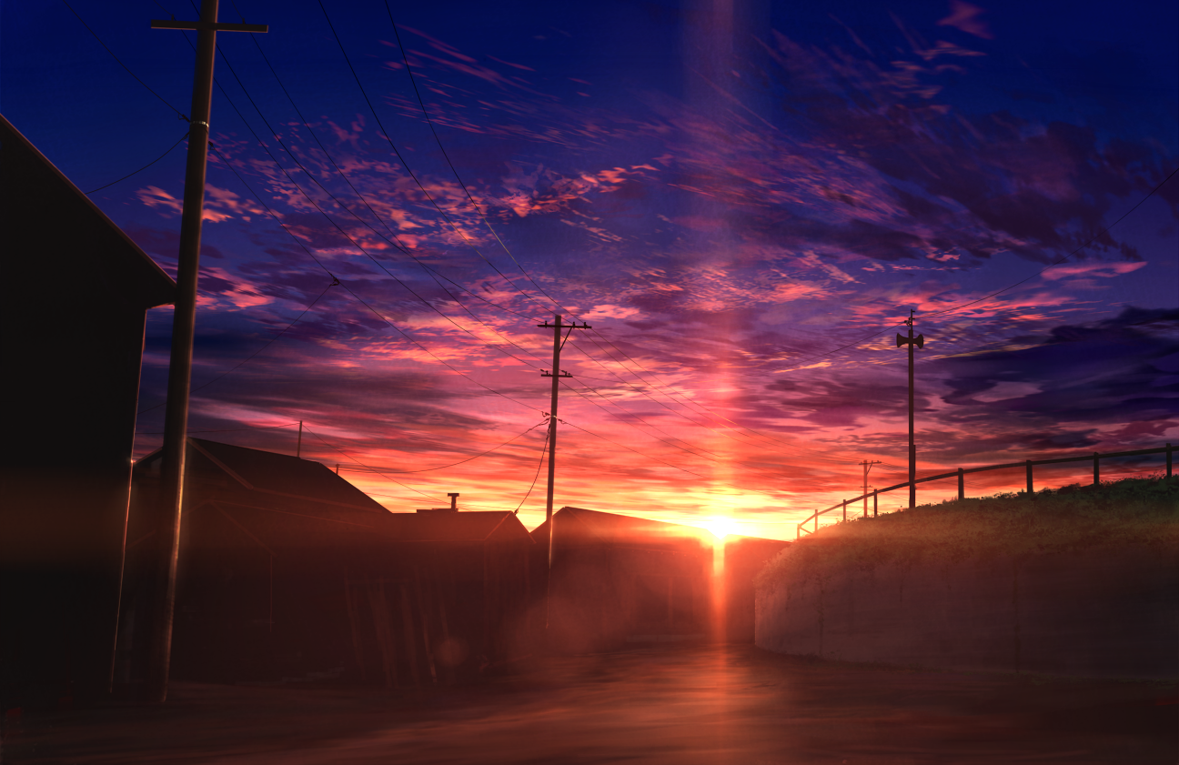 Anime Sunset Background City