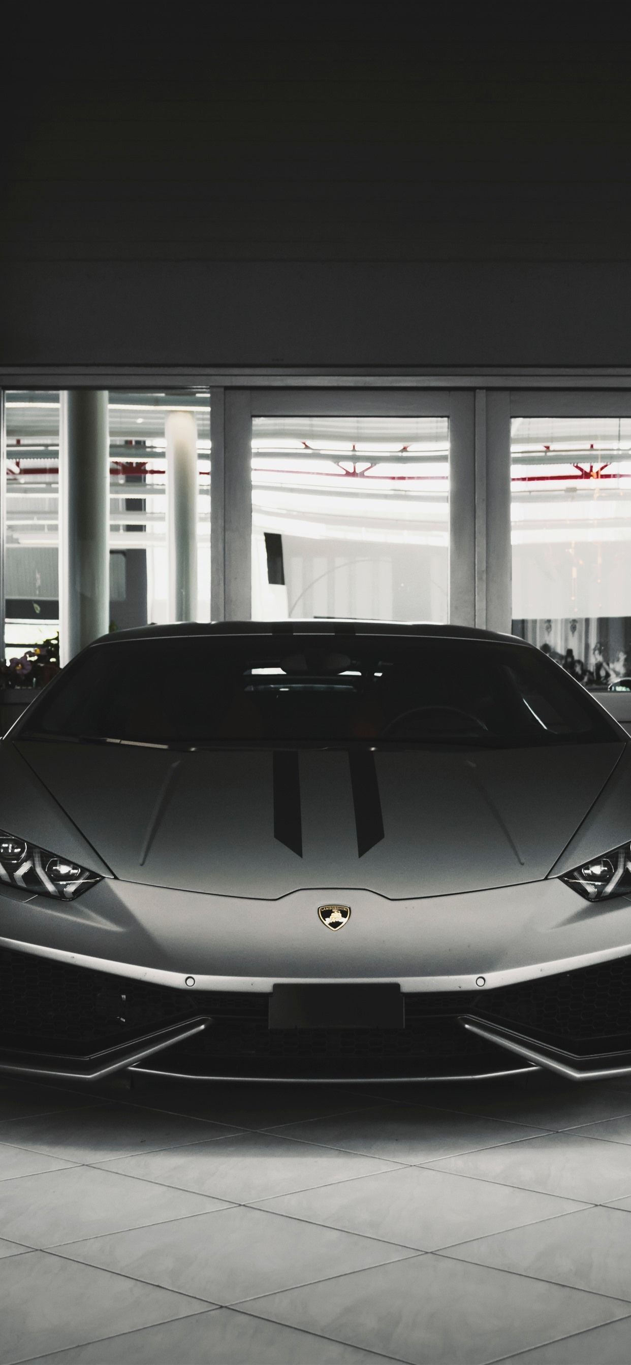 Lamborghini Silver Car Front View 1242x2688 IPhone 11 Pro XS Max