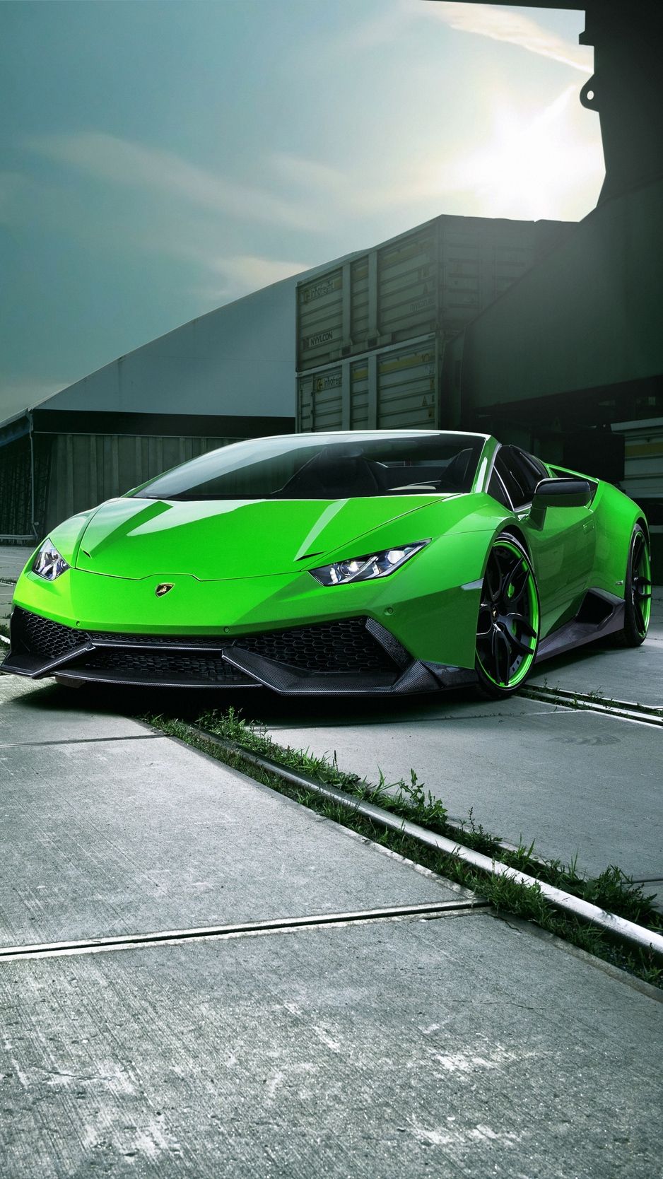 Lamborghini, huracan, spyder, green, front view wallpaper