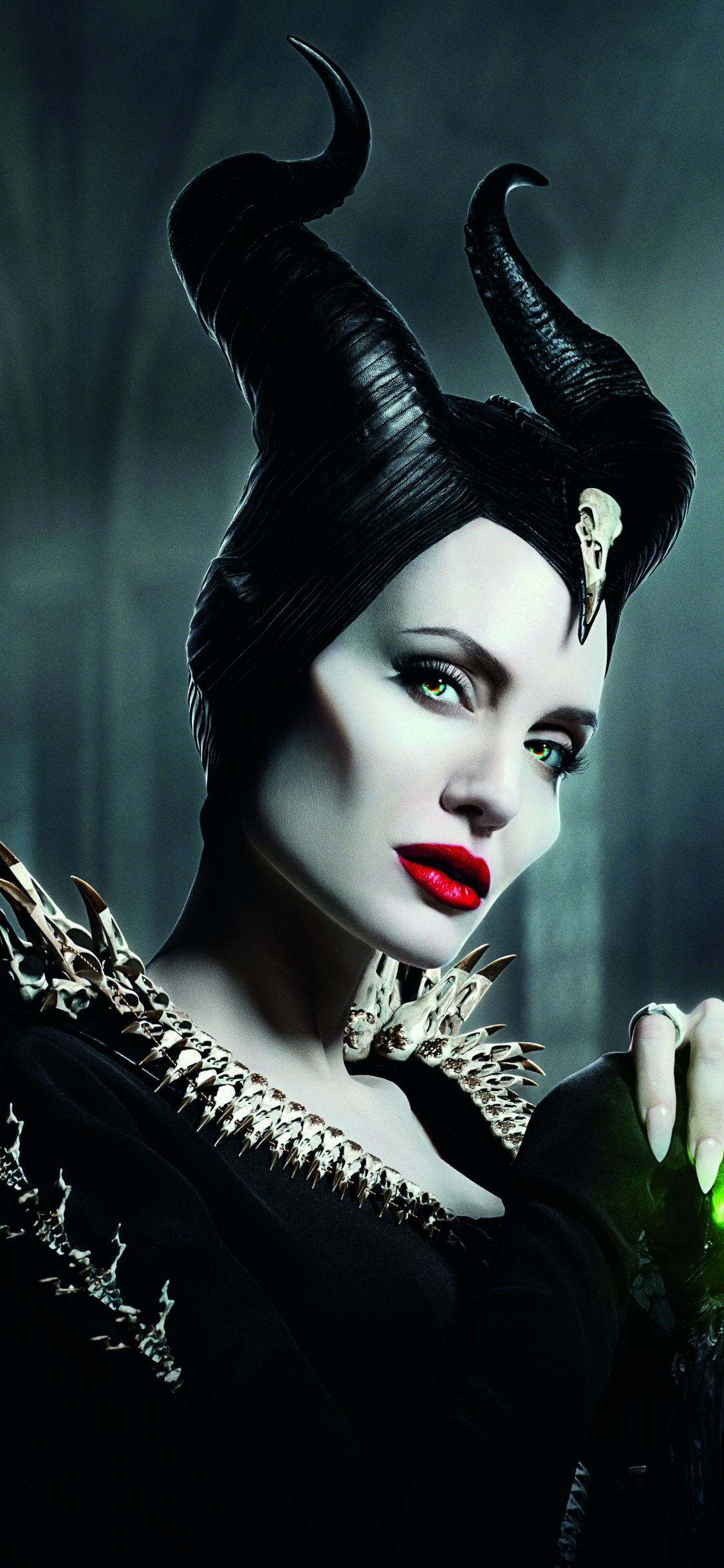 Download 1125x2436 wallpaper maleficent: mistress of evil, witch