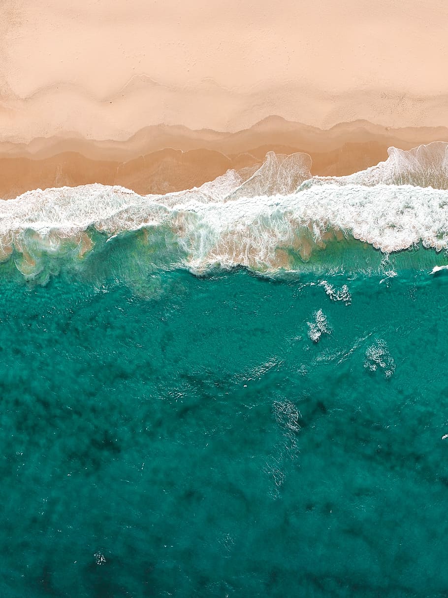 HD wallpaper: iPhone wallpaper, aerial view of flowing sea water beside seashore