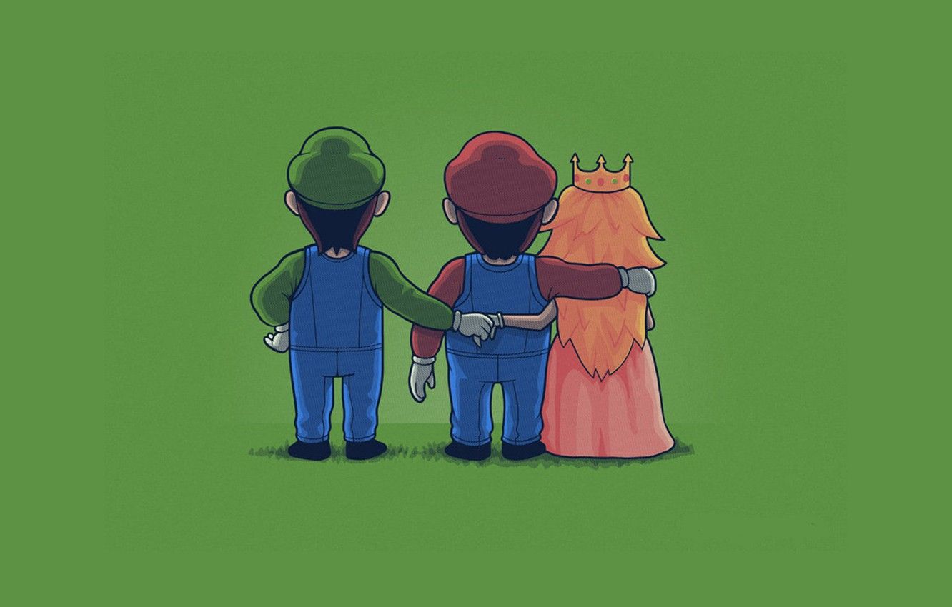 Wallpaper green, Mario, Luigi, Princess Peach, Mario Bros image for desktop, section минимализм