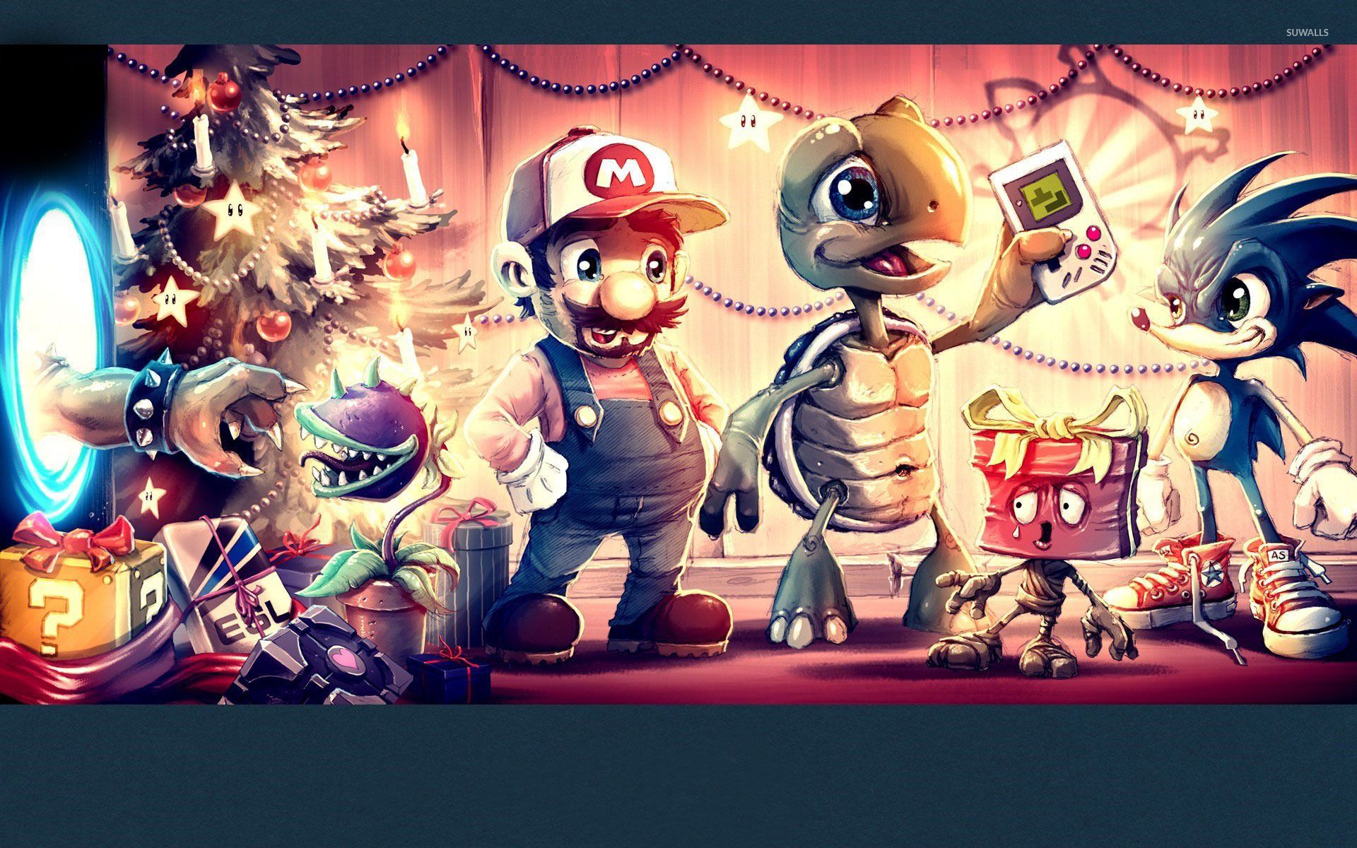 Mario and friends on Christmas Eve wallpaper wallpaper