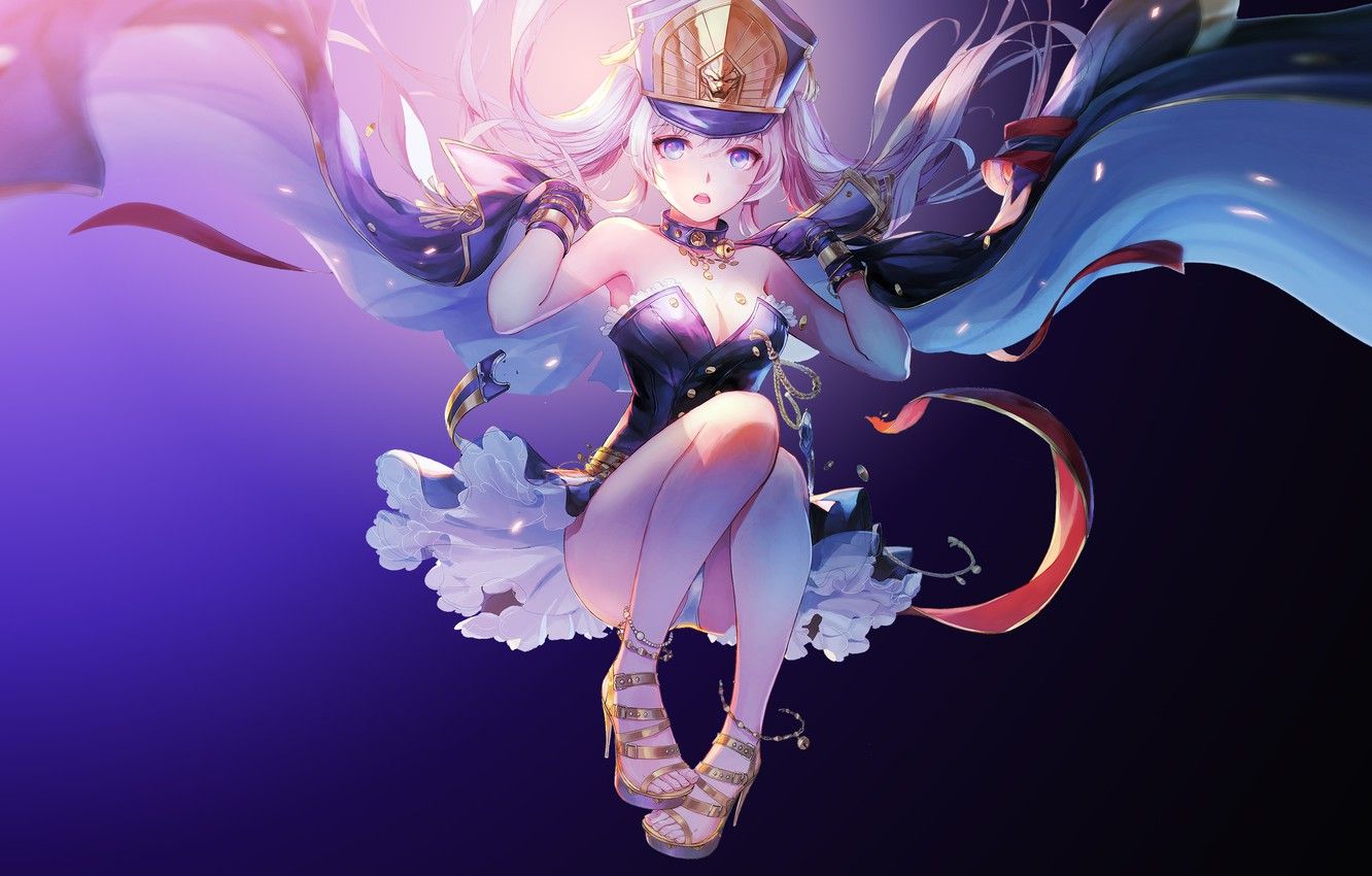 Wallpaper Girl, Purple, Beautiful, Art, Anime, Blue, Altair, Suit