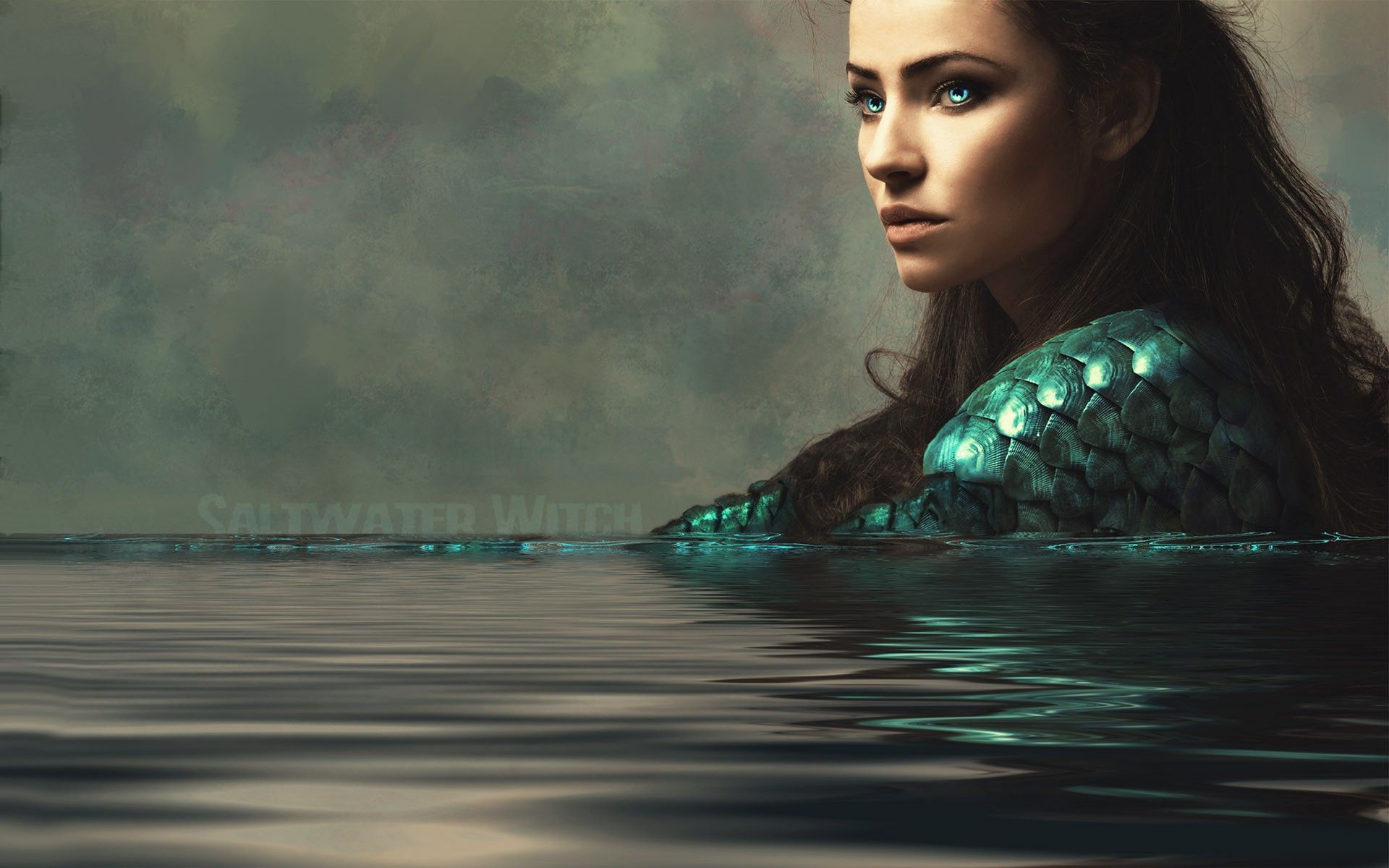 px art blue eyes fantasy lips water women High Quality