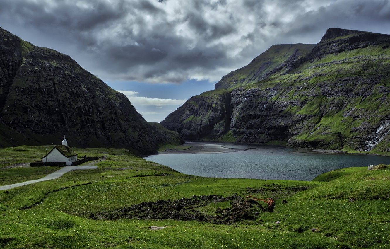 Wallpaper Faroe Islands, clouds, Saksuni, Laguna, Streymoy, Saken