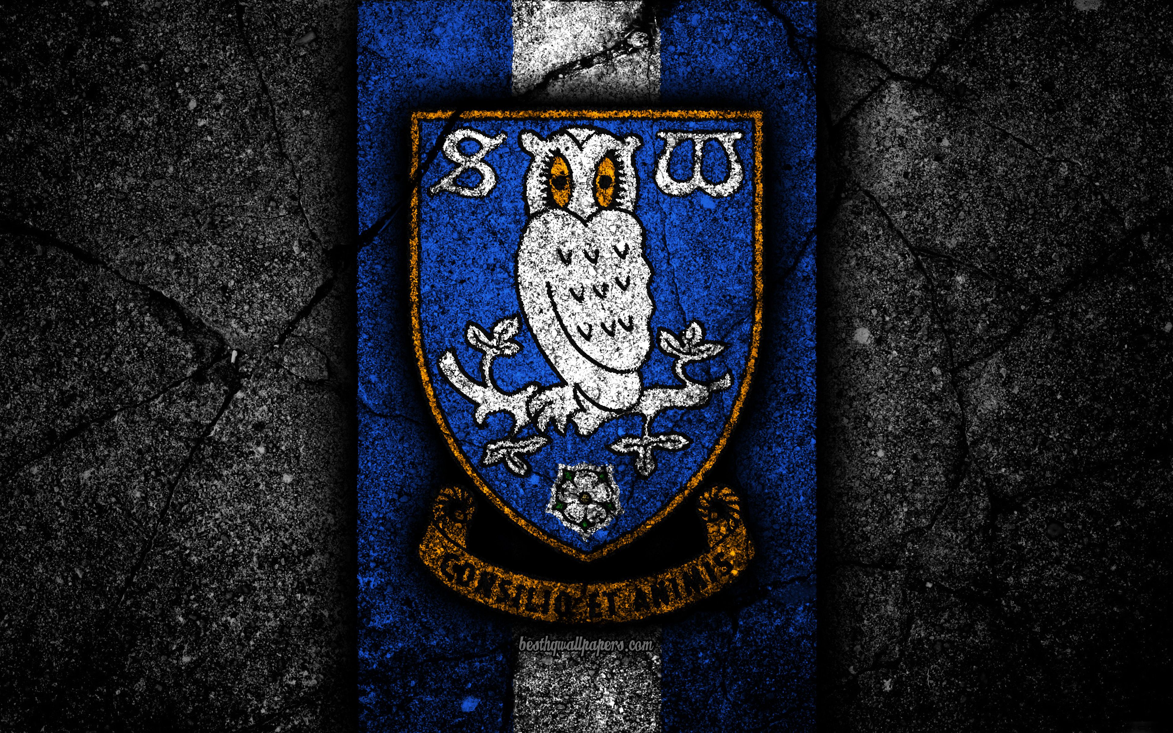 Download wallpaper 4k, Sheffield Wednesday FC, logo, EFL