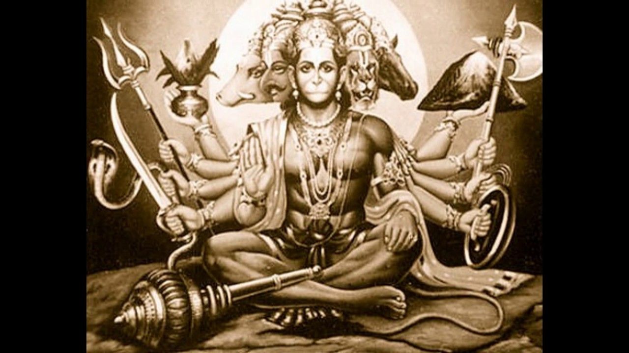 Good Morning Wishes With Rare Panchmukhi Hanuman Image Wallpaper