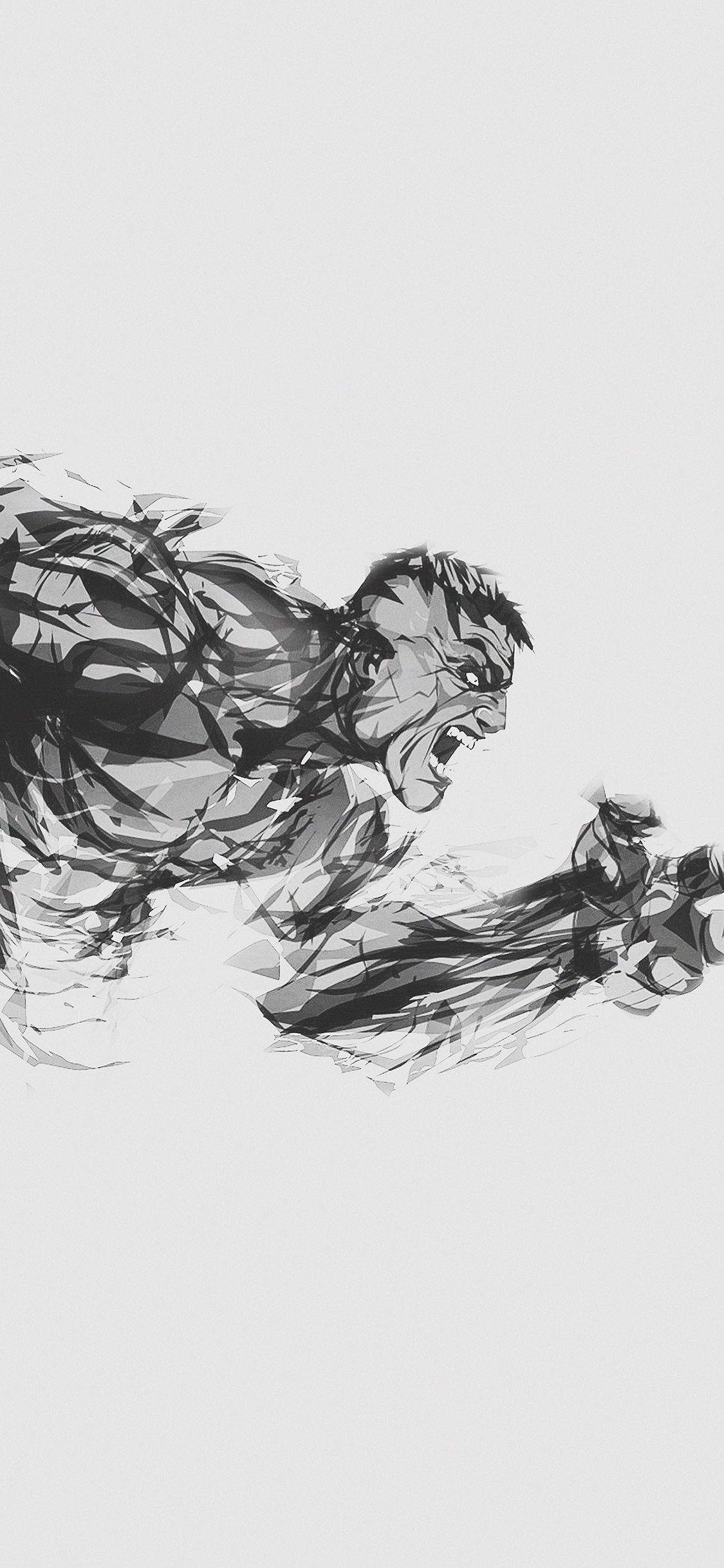 iPhone X wallpaper. hulk illust anger white minimal hero