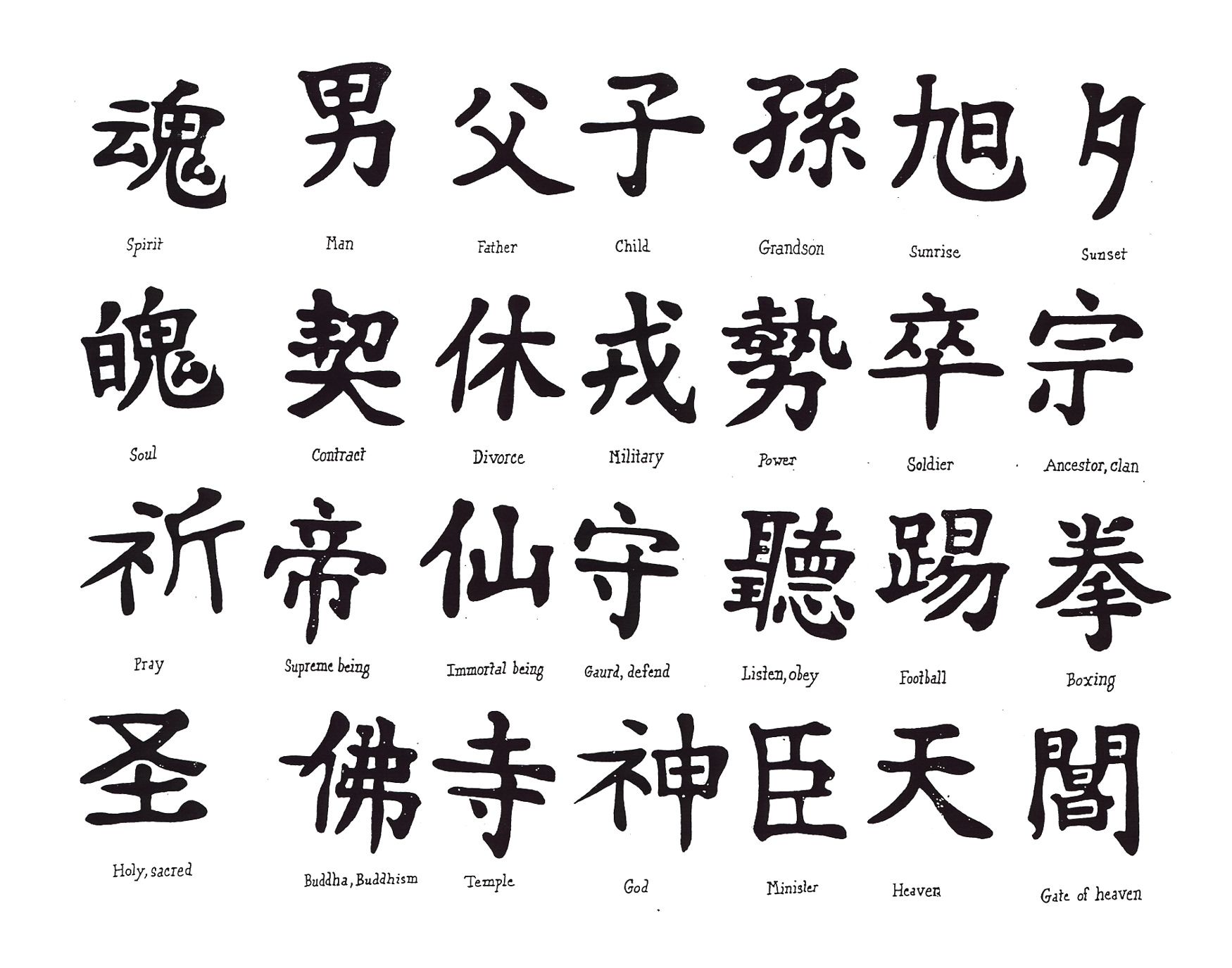 Beautiful Chinese Japanese Kanji Tattoo Symbols & Designs