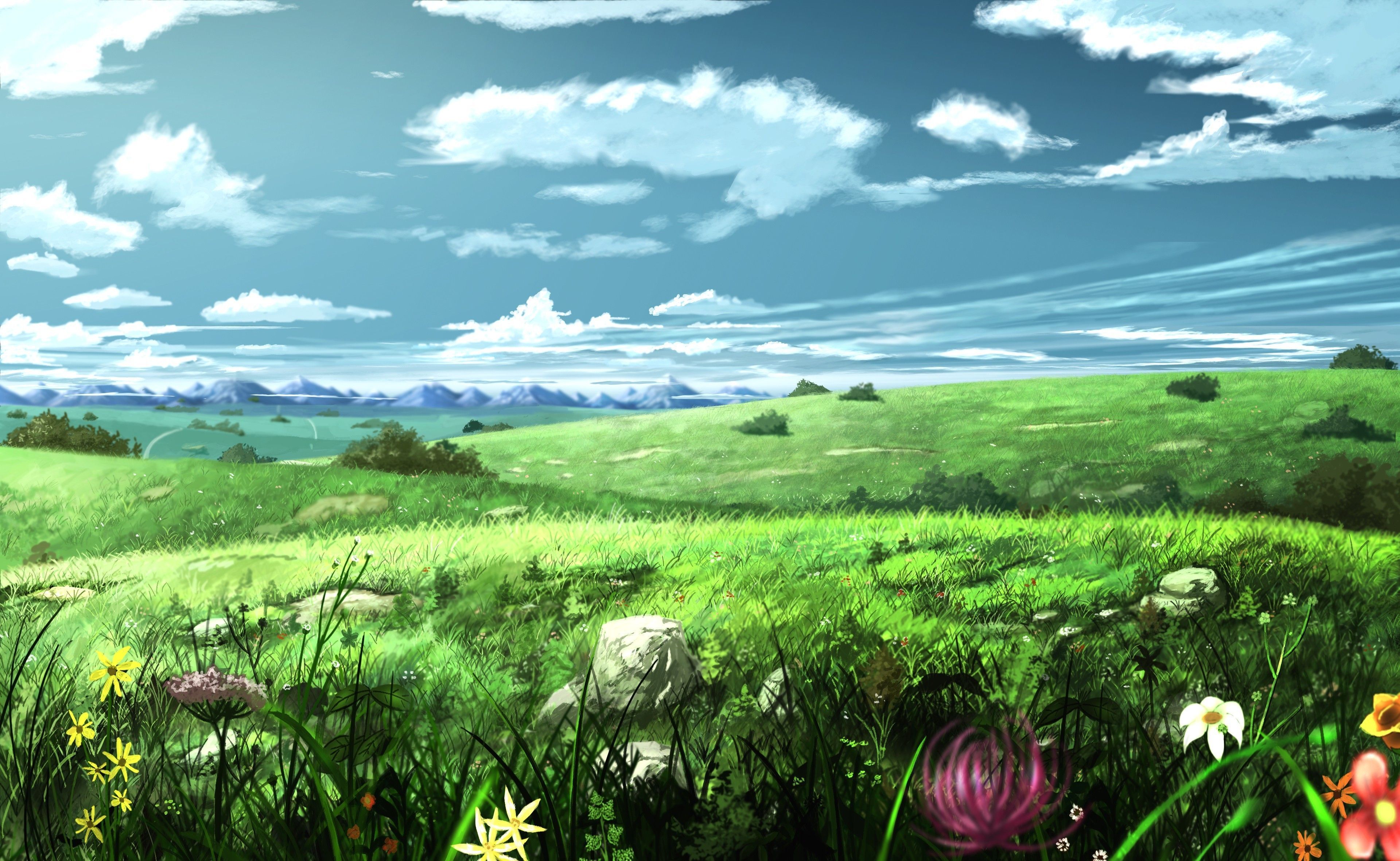 Green fields - Anime Style by AImages on DeviantArt