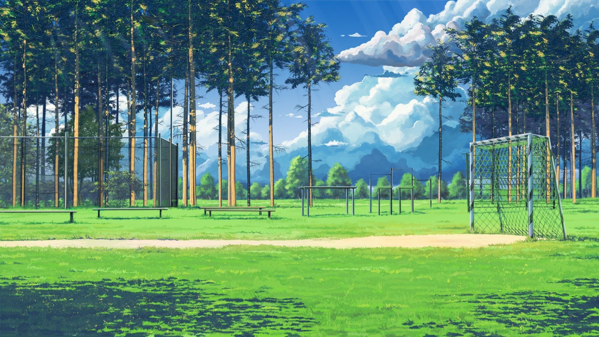 Green grass and white clouds, Makoto Shinkai , 5 Centimeters Per Second,  field, clouds HD wallpaper | Wallpaper Flare