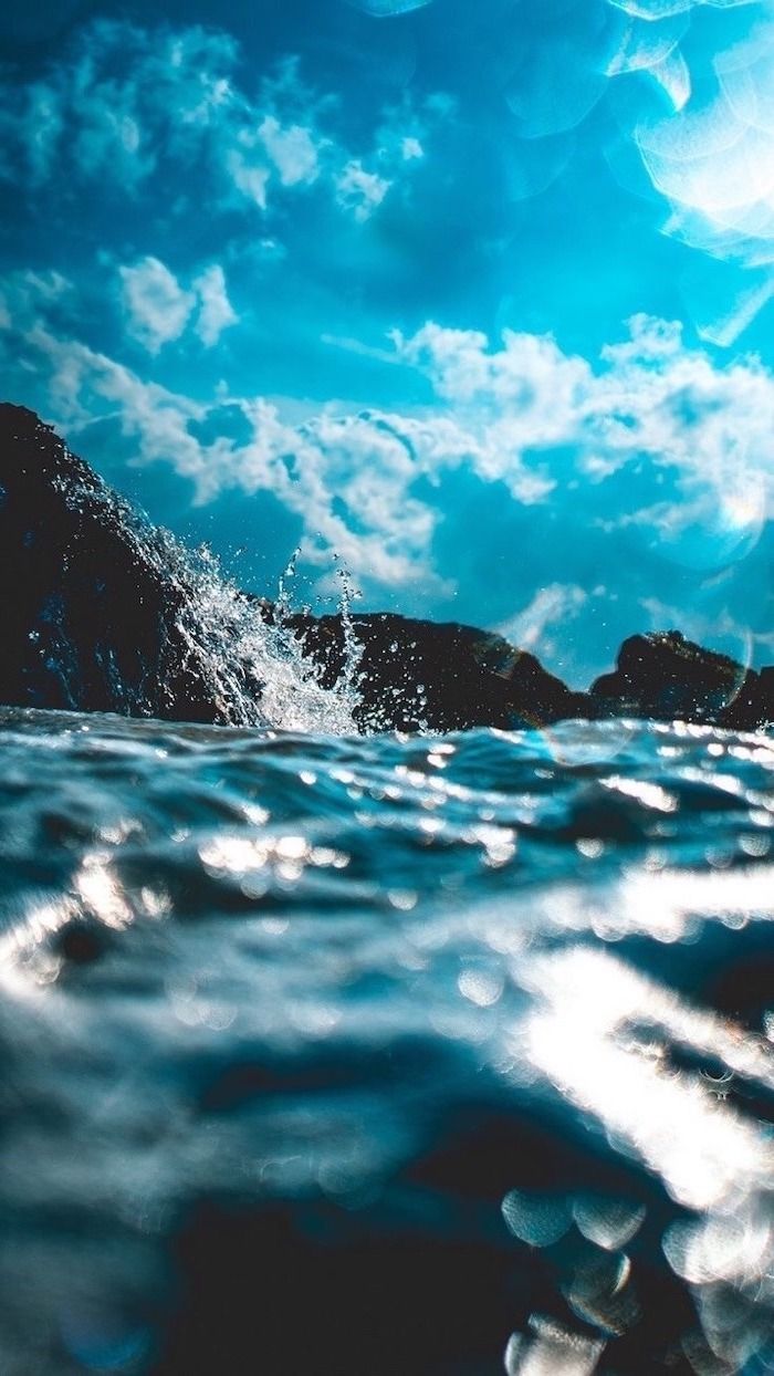 iPhone Wallpaper. Water, Blue, Sky, Wave, Nature, Ocean