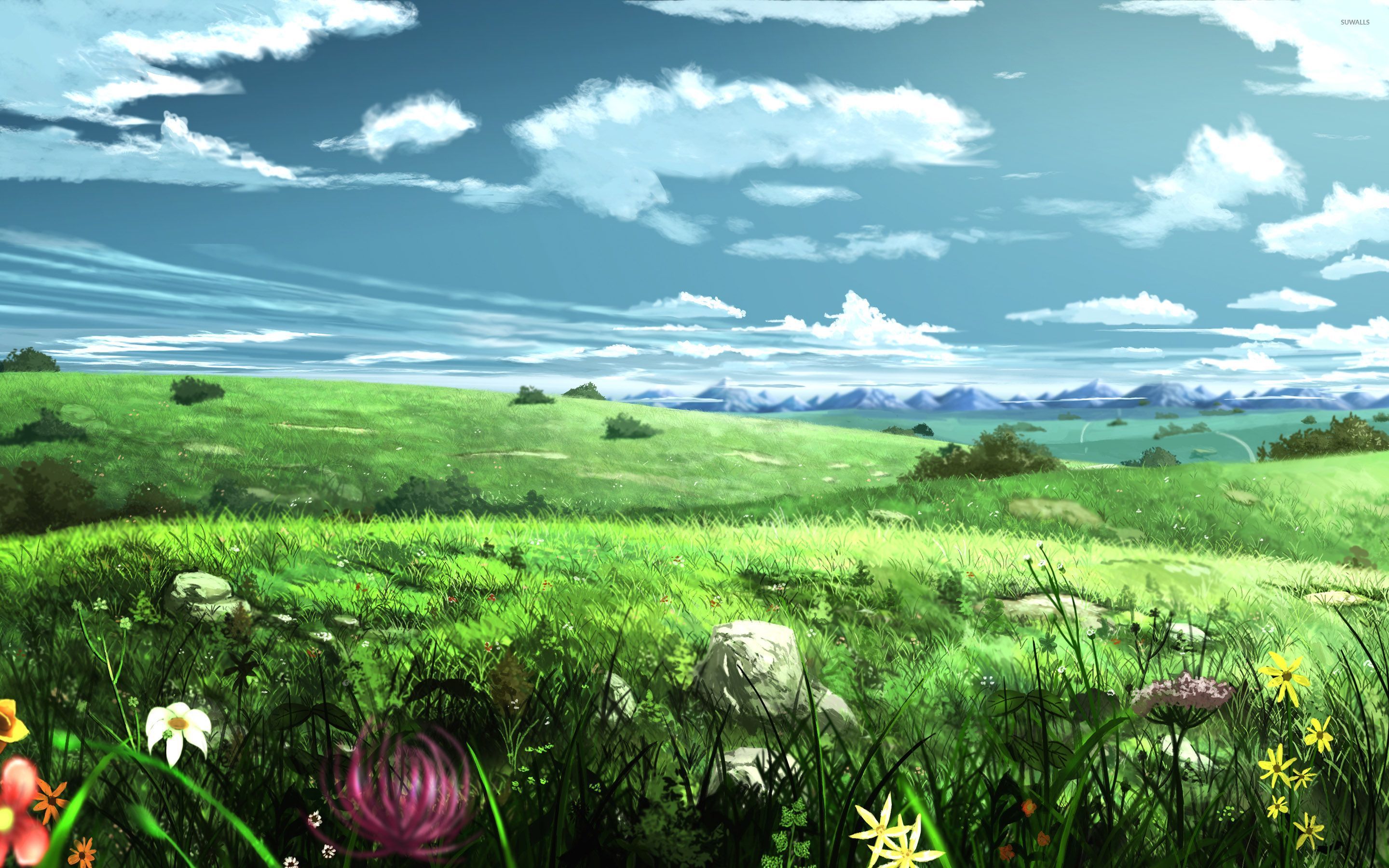 Anime Grass Scenery Wallpapers  Wallpaper Cave