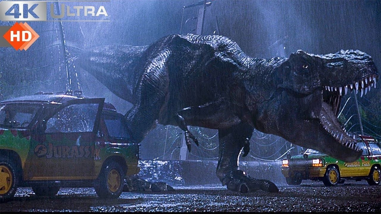 Jurassic Park 1993 Rex Attack Scene 4k