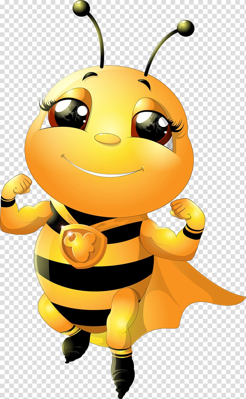 Yellow and black bee illustration, Bumblebee Cartoon Honey bee