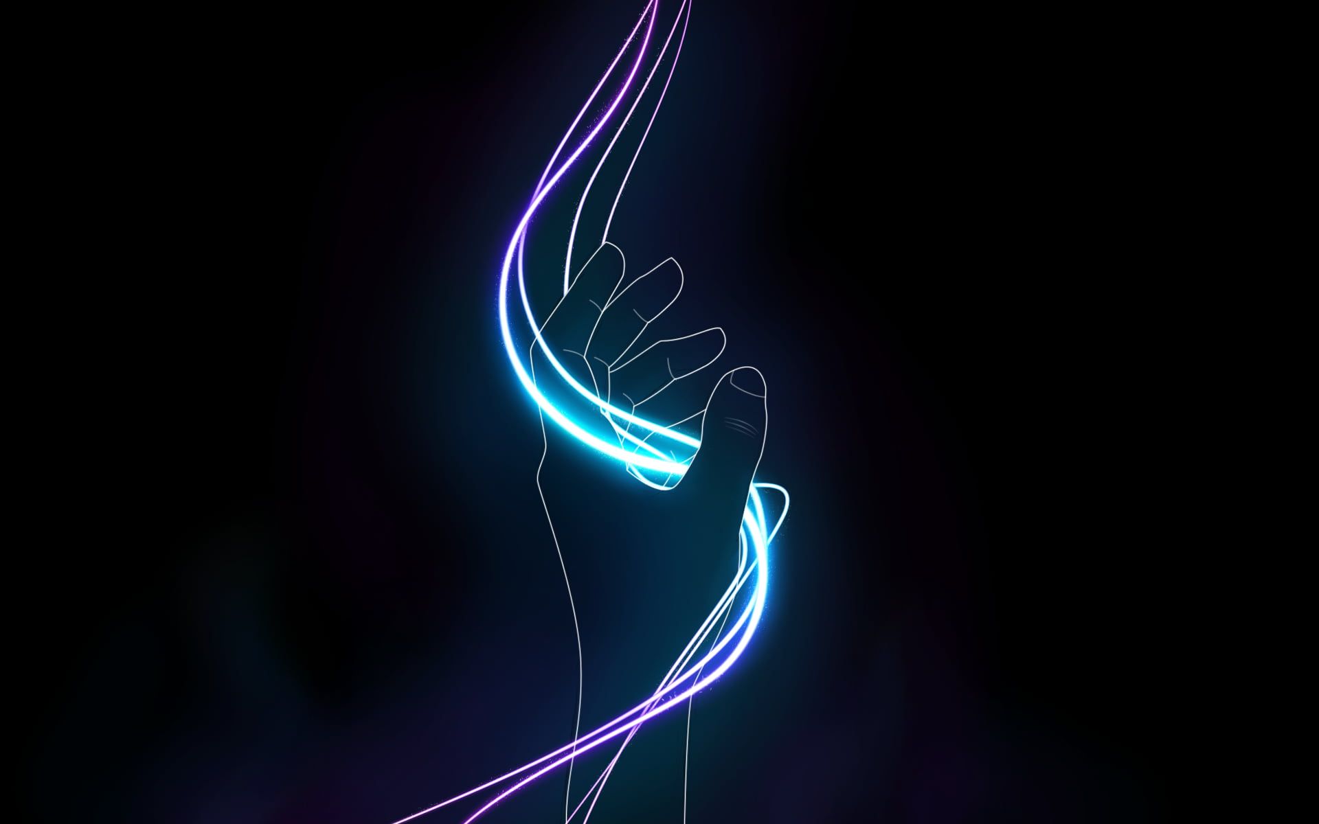 Hand holding light wallpaper, hands, glowing, neon, digital art HD