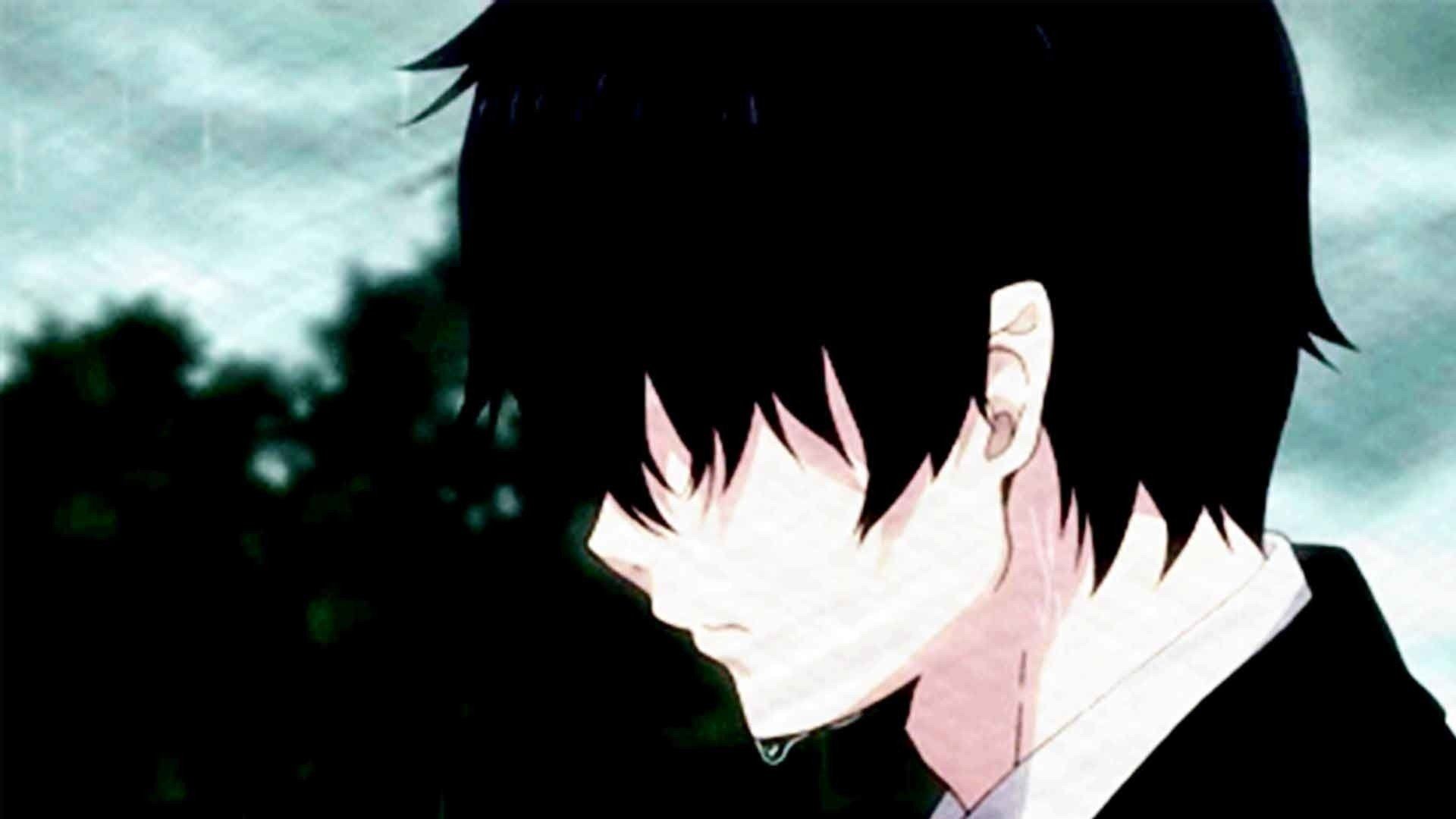 Anime boy, hoodie, profile view, sad expression, Anime, HD wallpaper