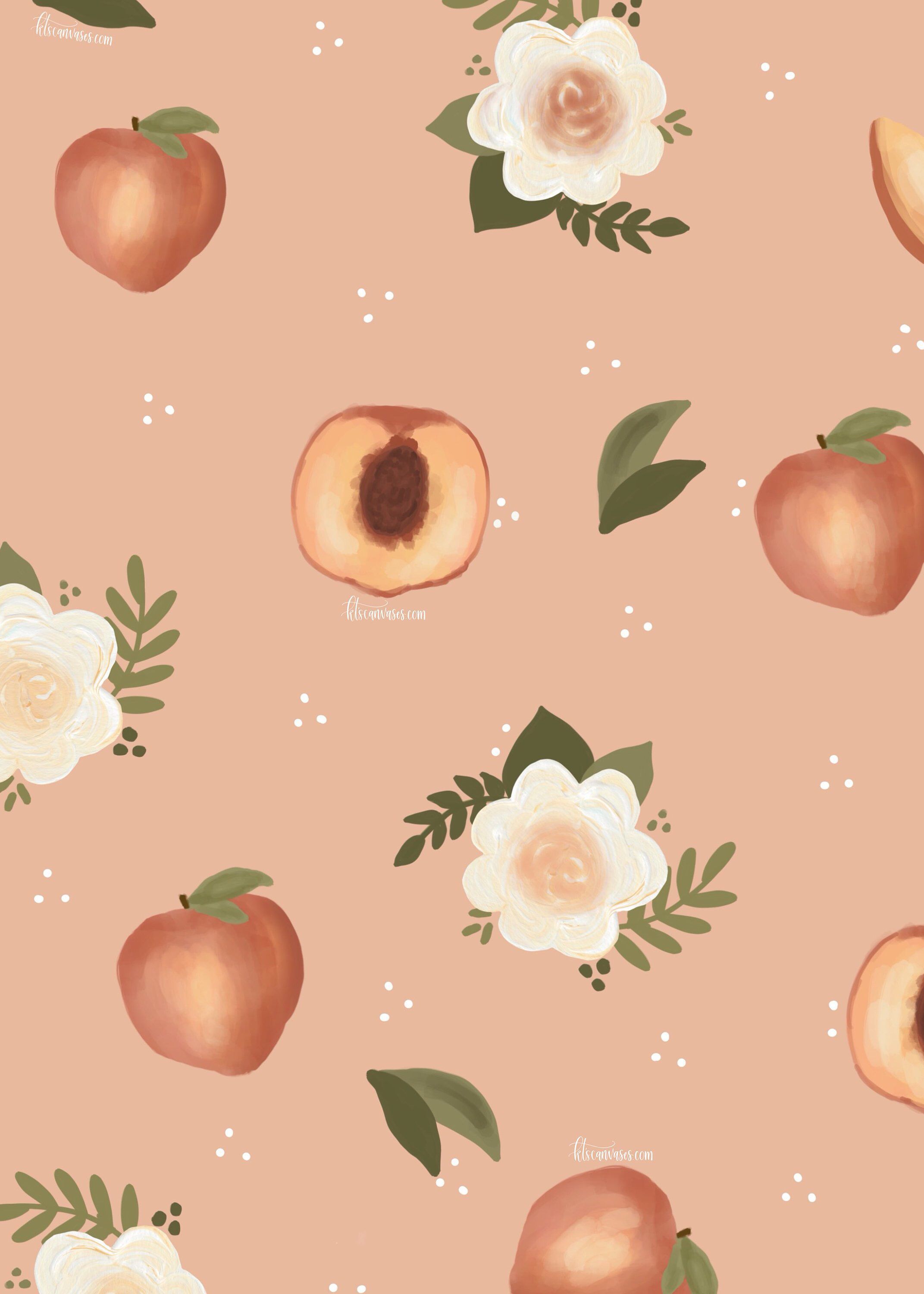 Floral Peach Art Print, Peach Print, Summer Wall Art, Nursery Wall