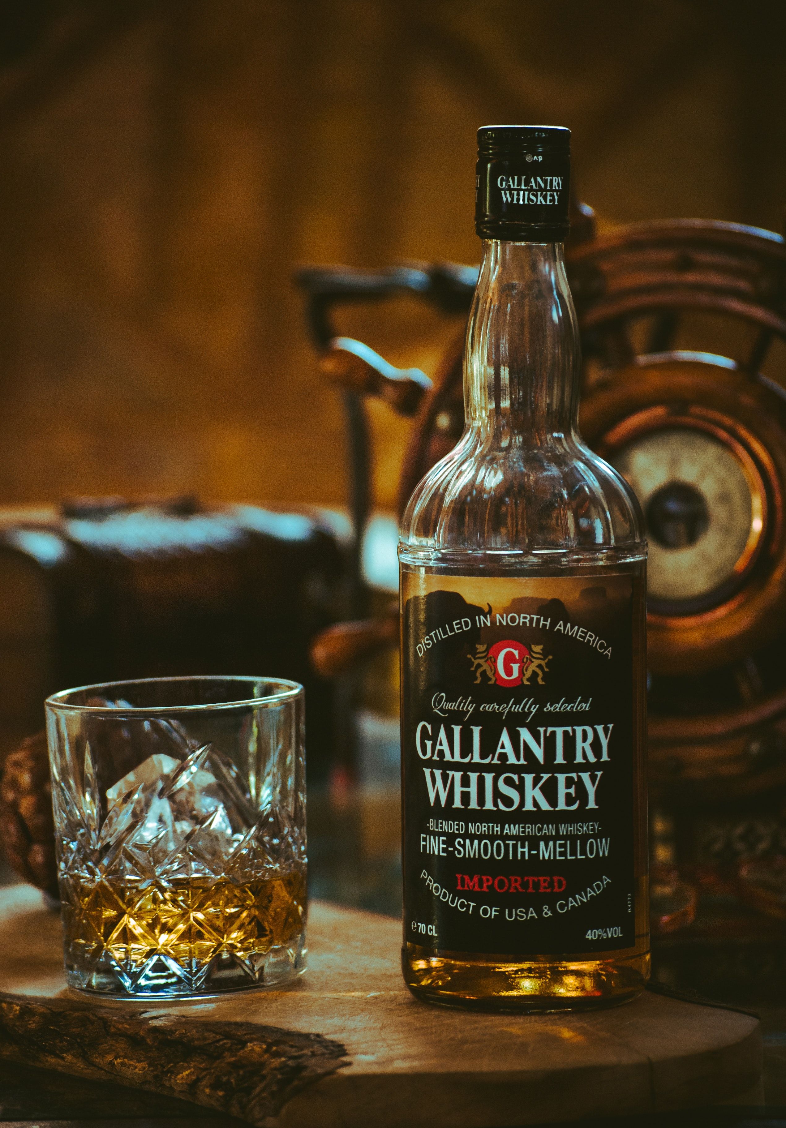Gallantry Whiskey Bottle Beside Glass · Free
