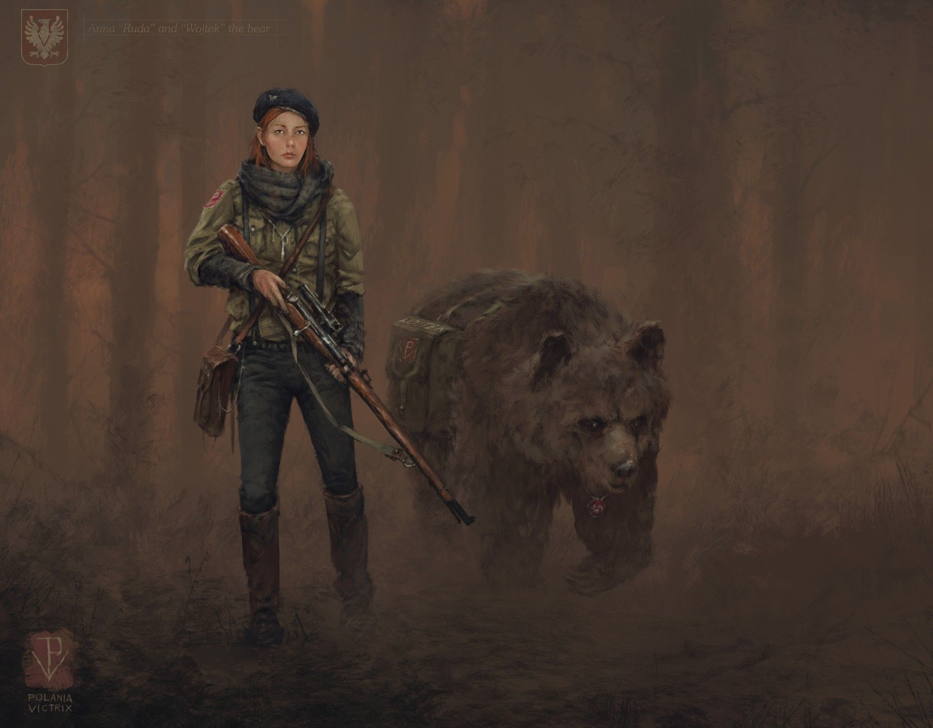 Women Artistic Woman Warrior Girl Sniper Sniper Rifle Bear HD