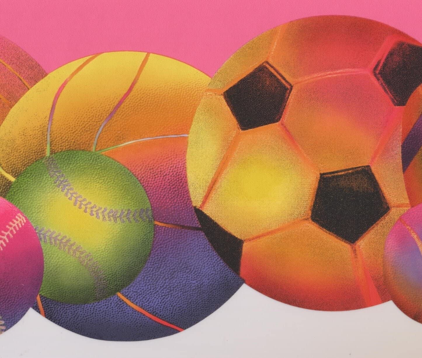 Colorful Football Baseball Soccer Ball Hot Pink Modern Wallpaper