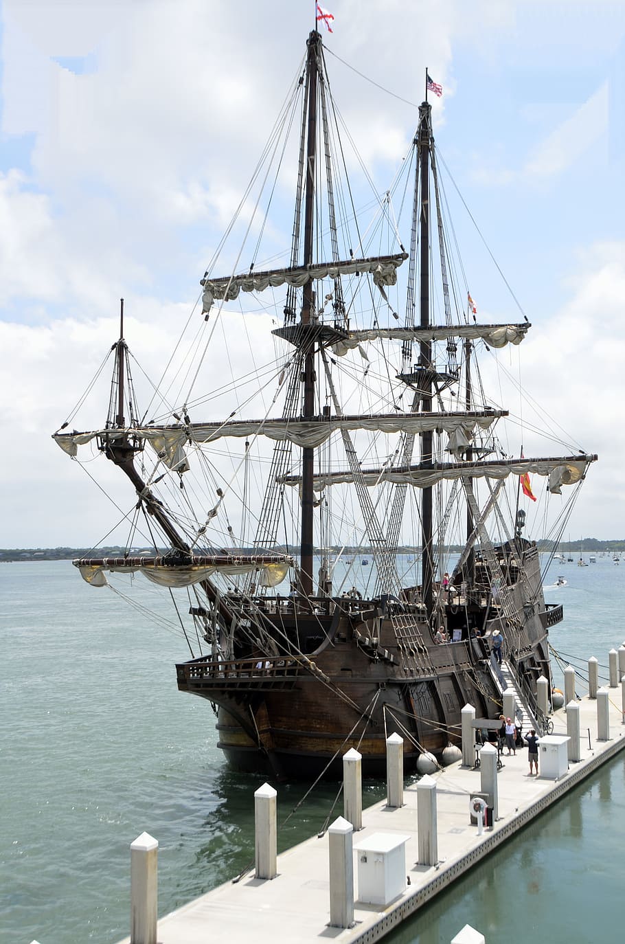 HD wallpaper: Black Pearl near dock, galleon, ship, moored, sail