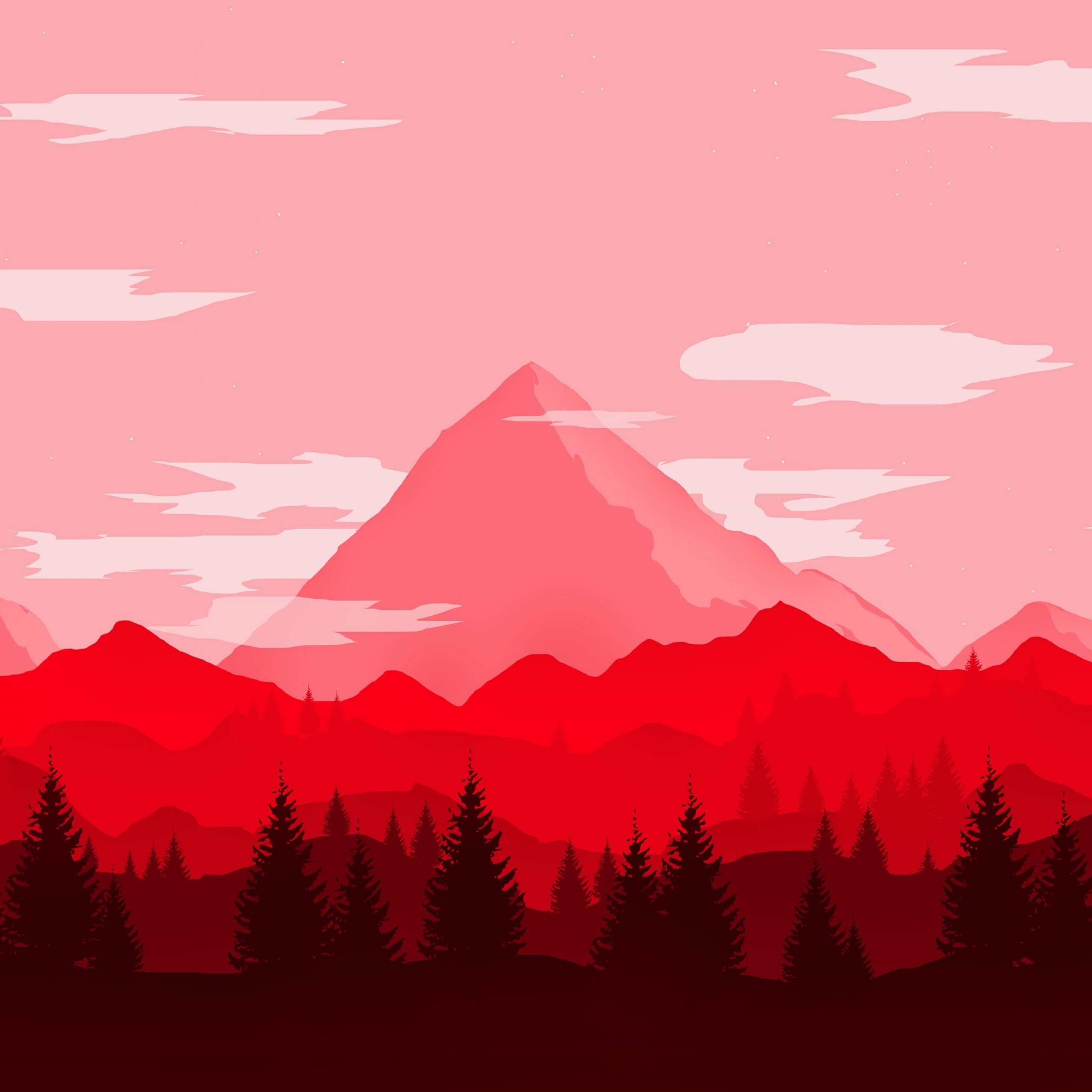 Download Red mountains, digital art, minimalist wallpaper
