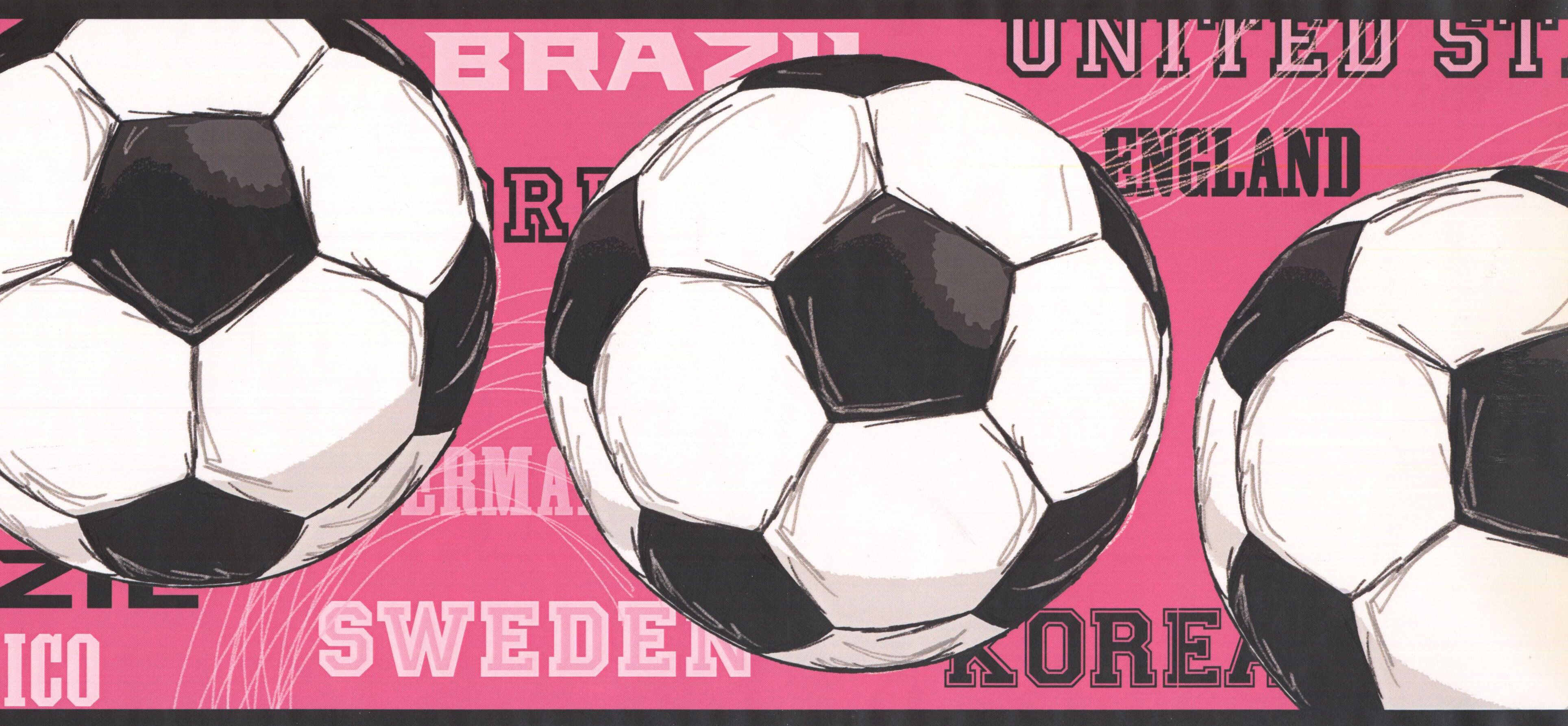 York Wallcoverings Soccer Balls Countries Sports 15' L x 9 W