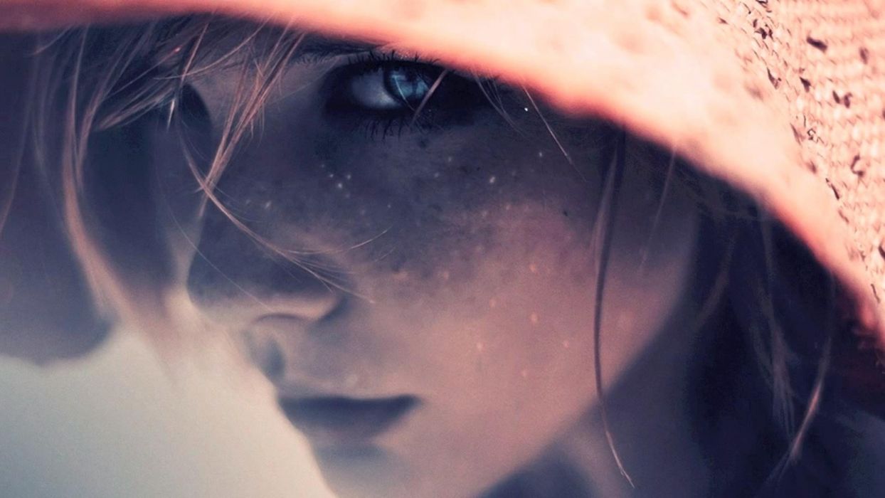 Women Close Up Blue Eyes Redheads Freckles Hats Wallpaper